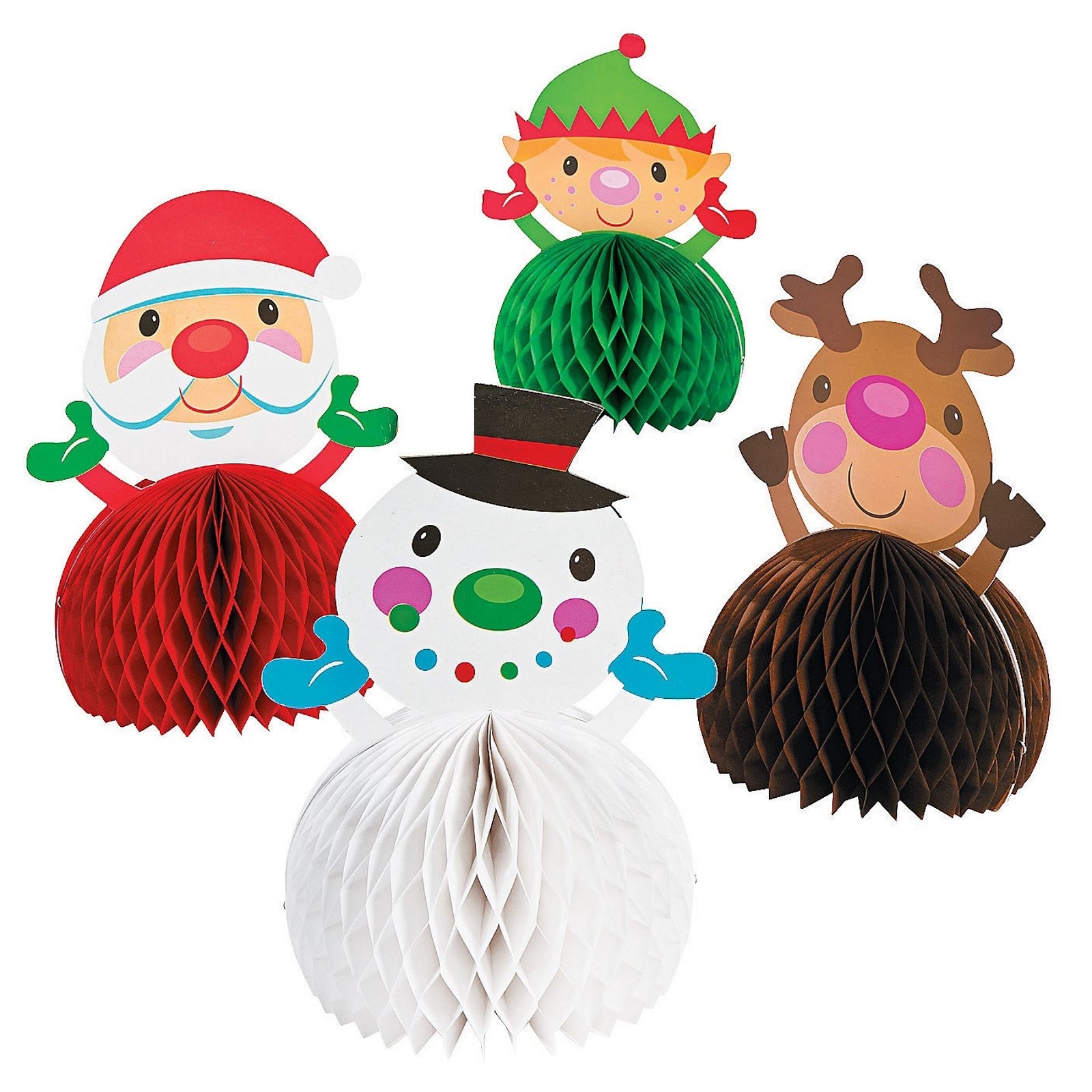 Christmas Characters Honeycomb Centrepieces (Set of 4)