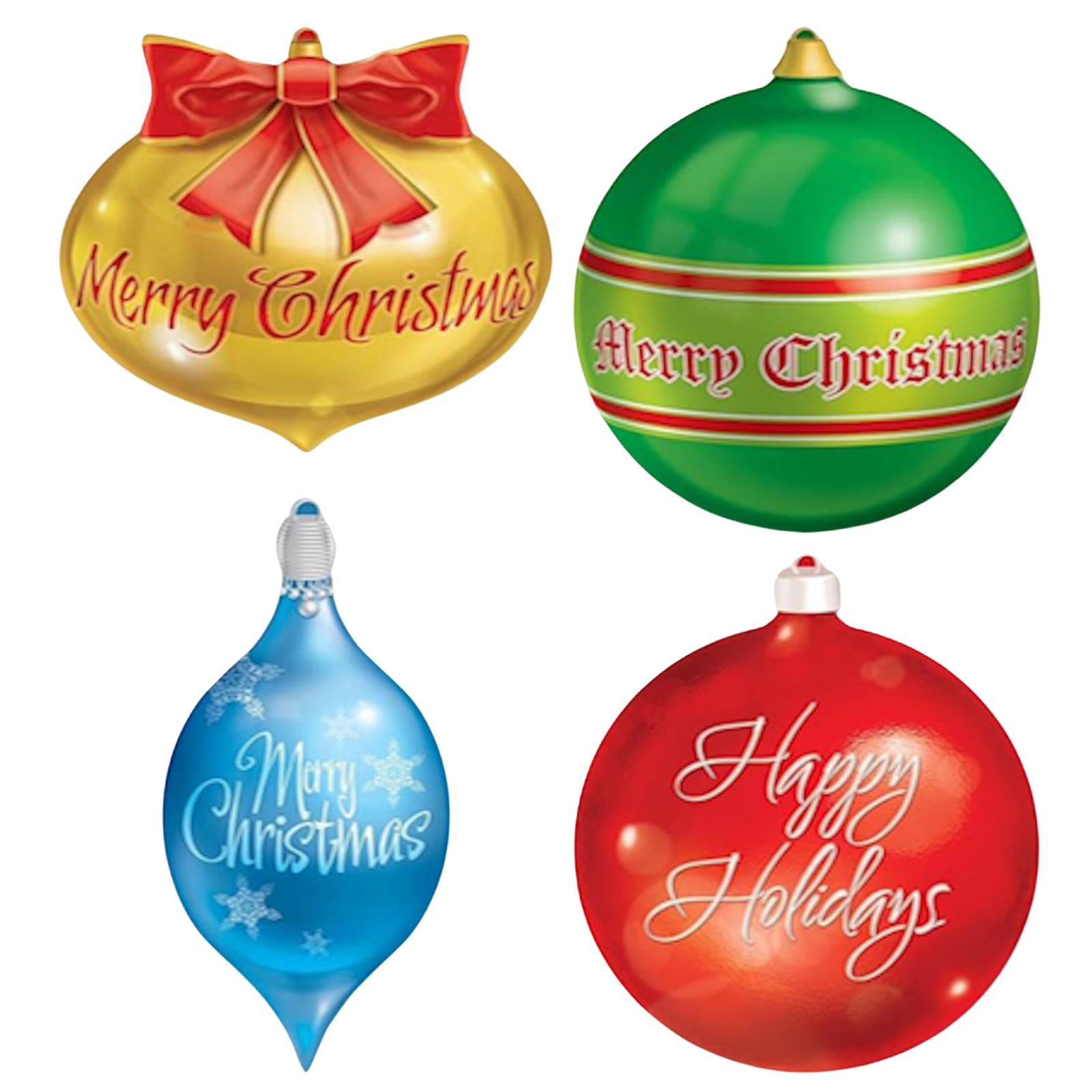 Christmas Ornament Cutout Wall Decorations (Pack of 4)