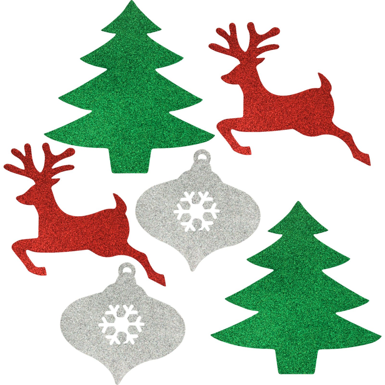 Christmas Mini Glitter Cutout Wall Decorations (Pack of 6)