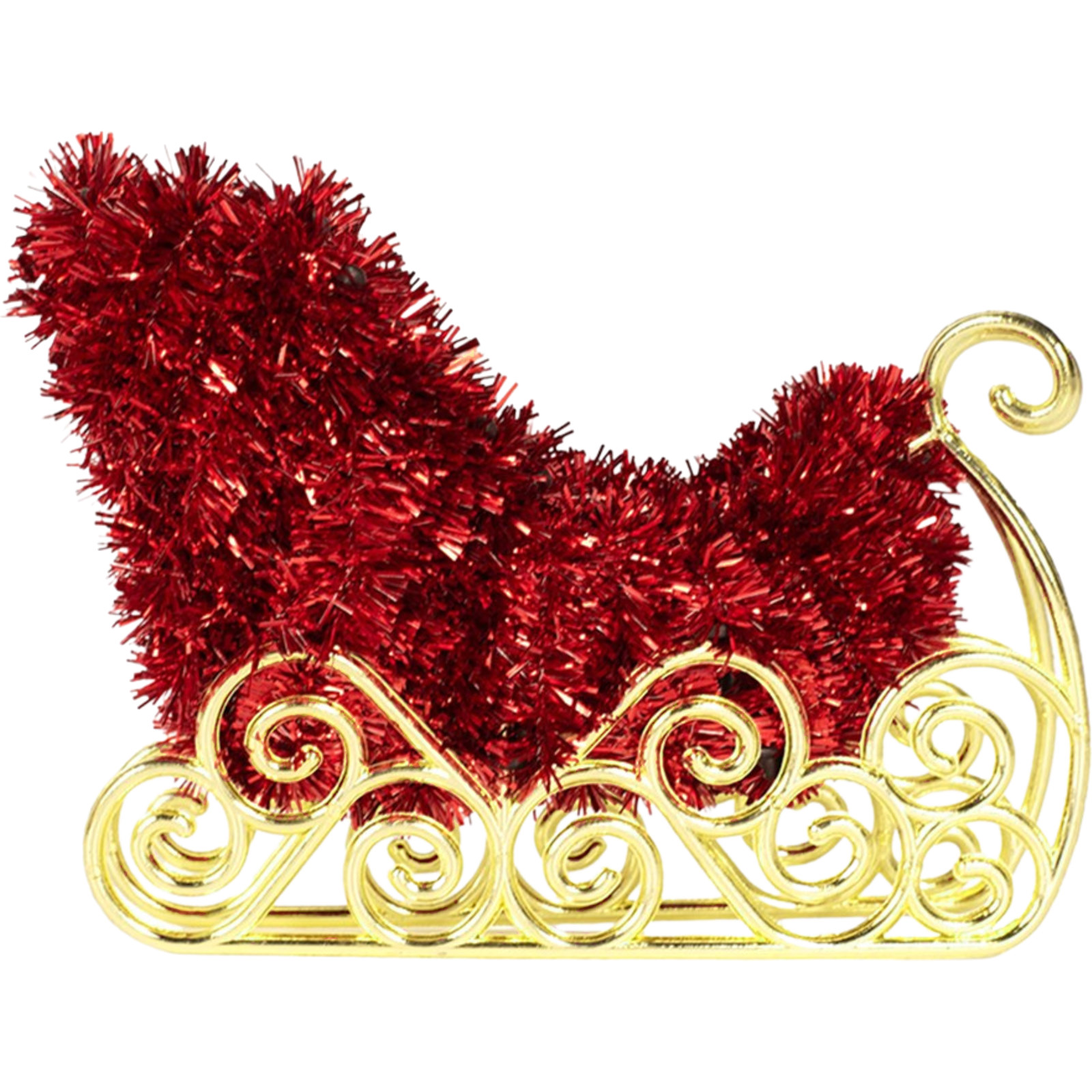 Sleigh Tinsel Table Decoration 15cm