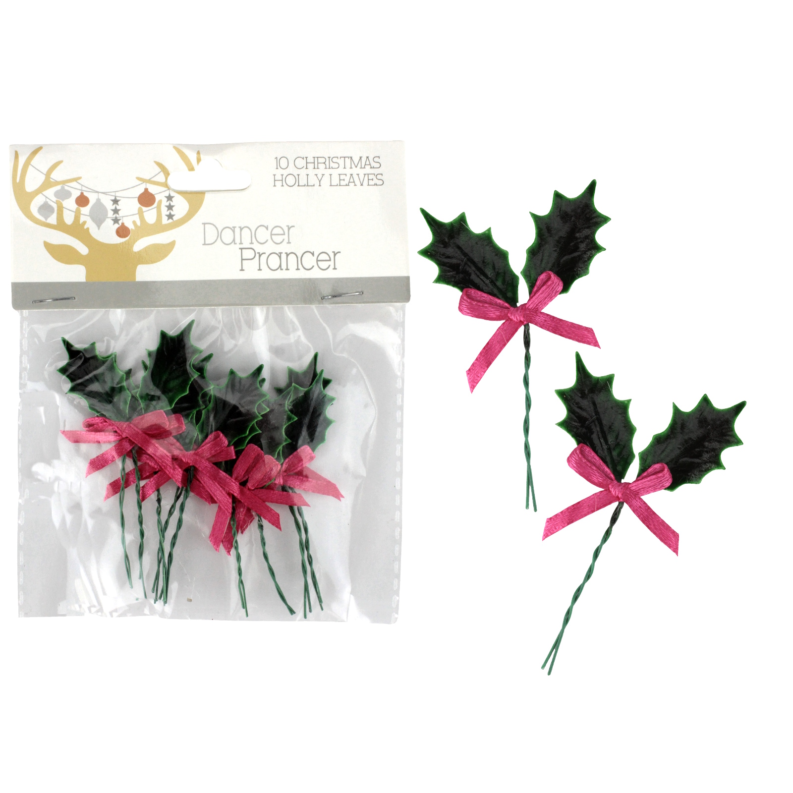 Christmas Decorative Holly Leaf Sprigs (Pack of 10)