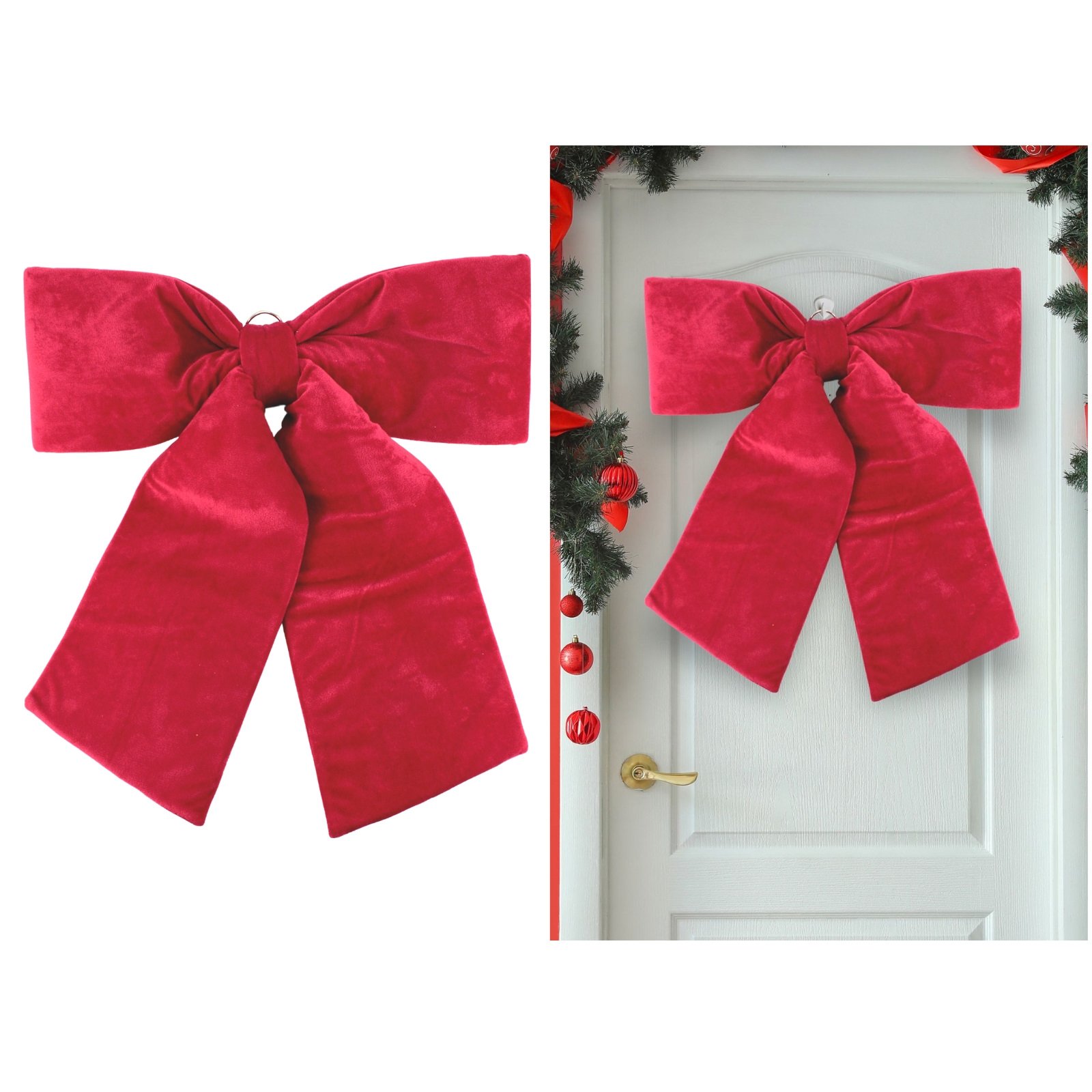 Large Red Velvet Christmas Bow