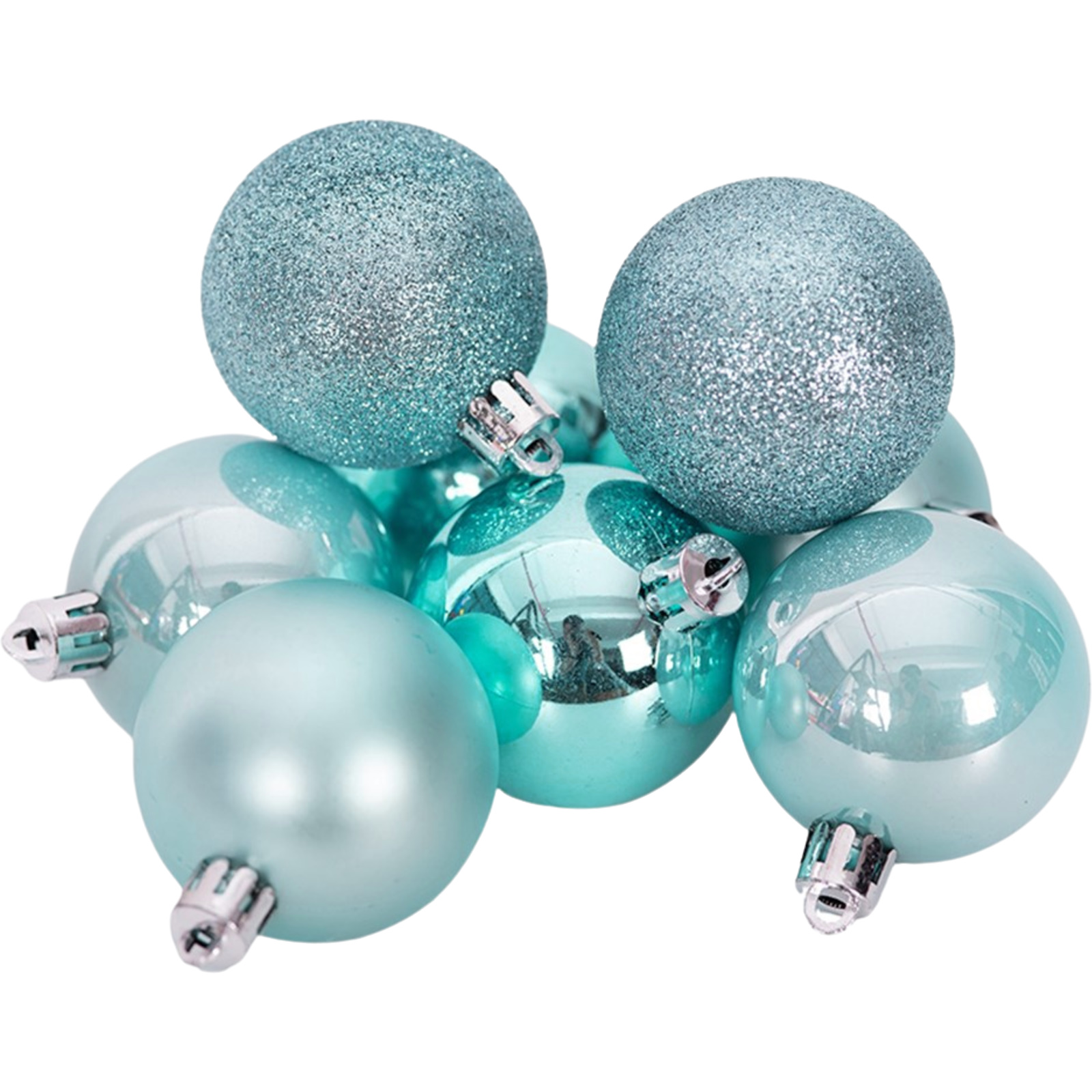 Powder Blue Shatterproof Christmas Baubles (Pack of 8)