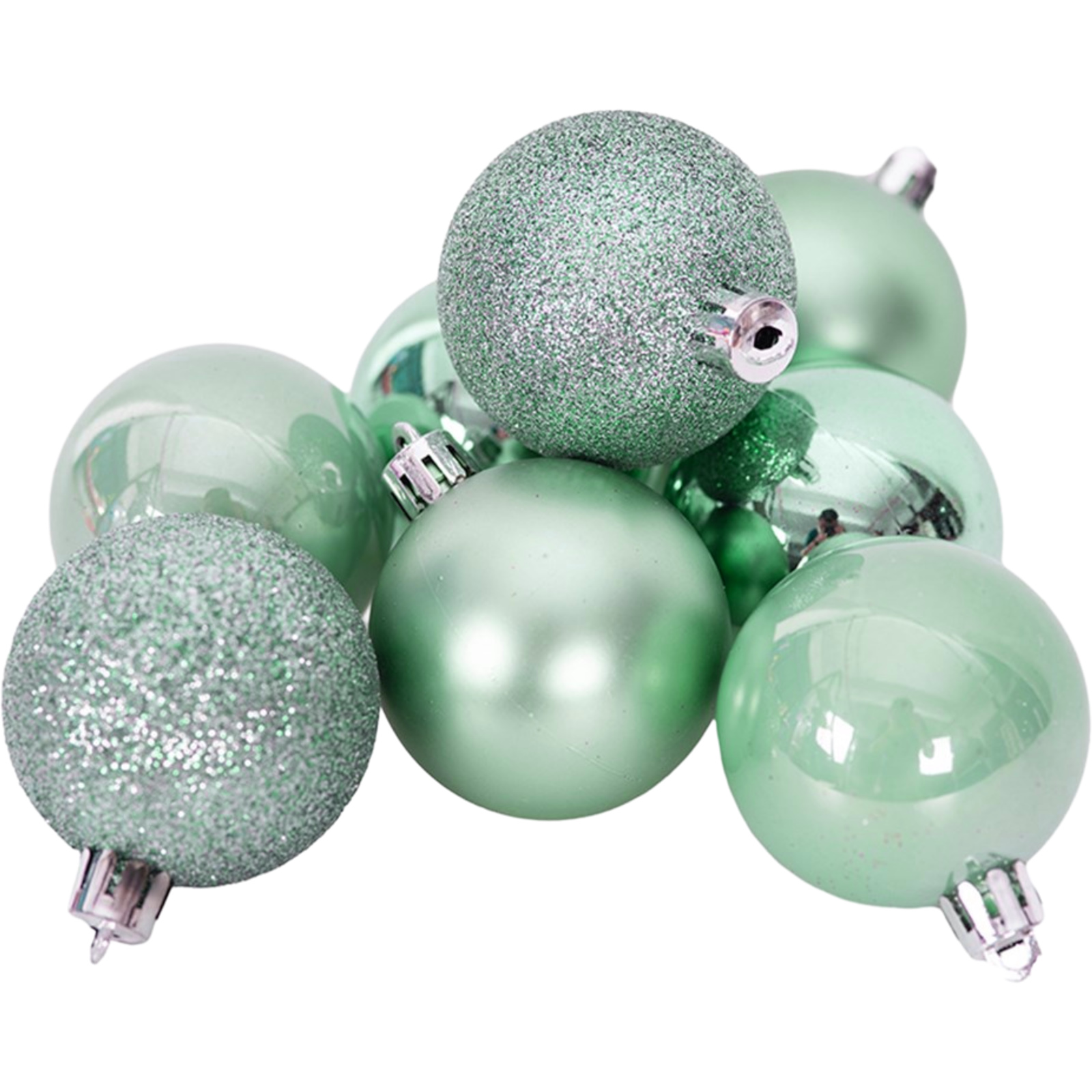 Mint Green Shatterproof Christmas Baubles (Pack of 8)