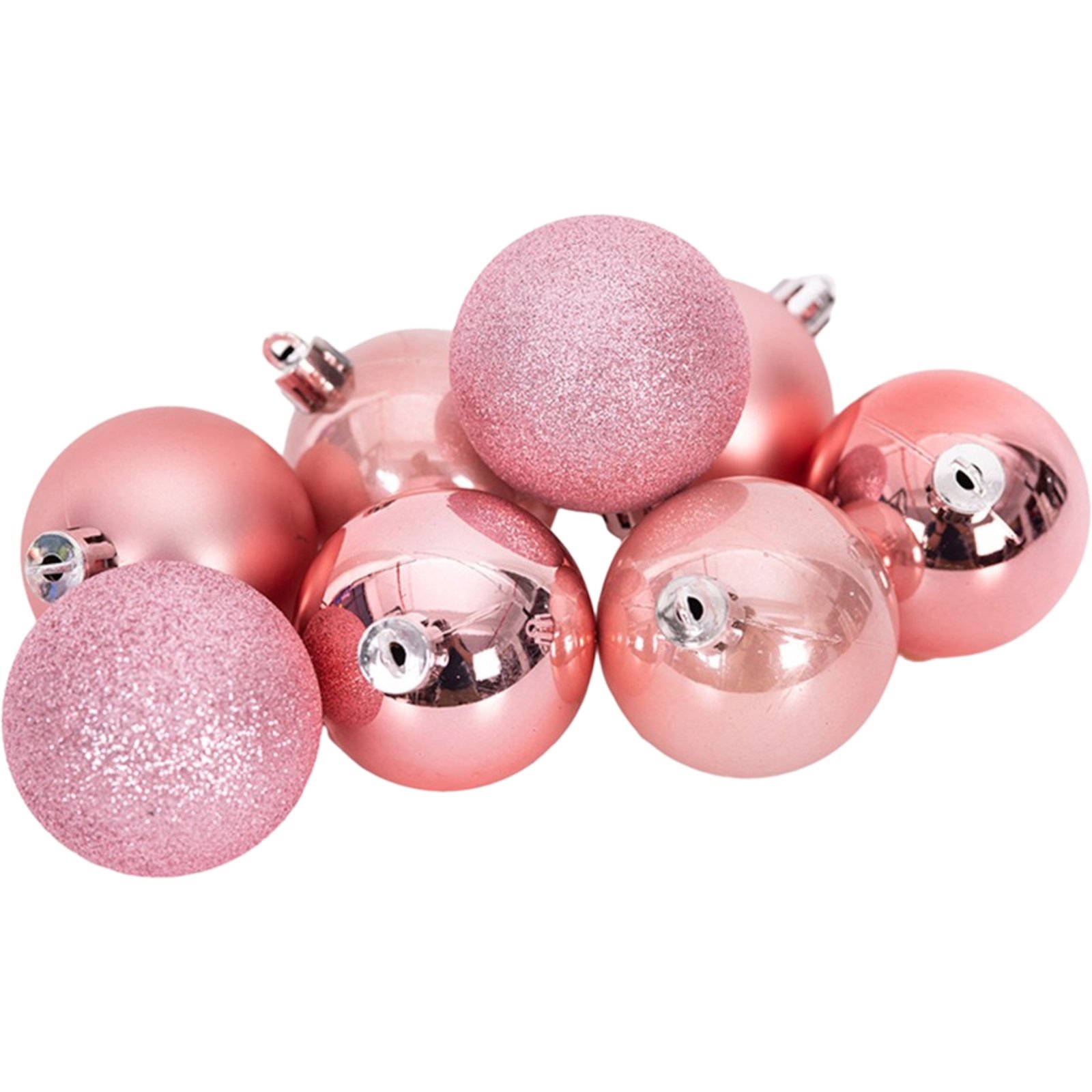 Pink Shatterproof Christmas Baubles (Pack of 8)