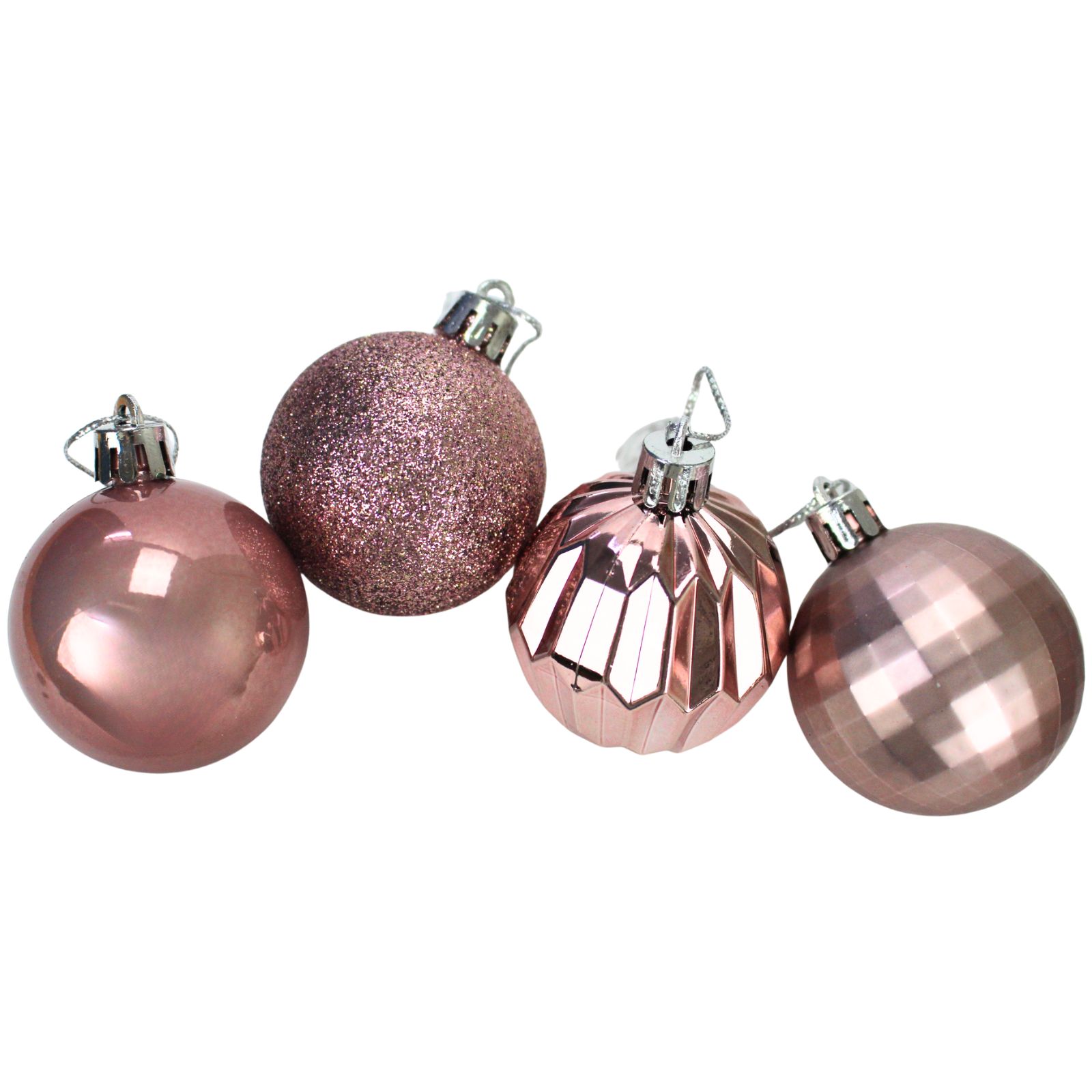 Assorted Light Pink Christmas Tree Baubles (Pack of 10)