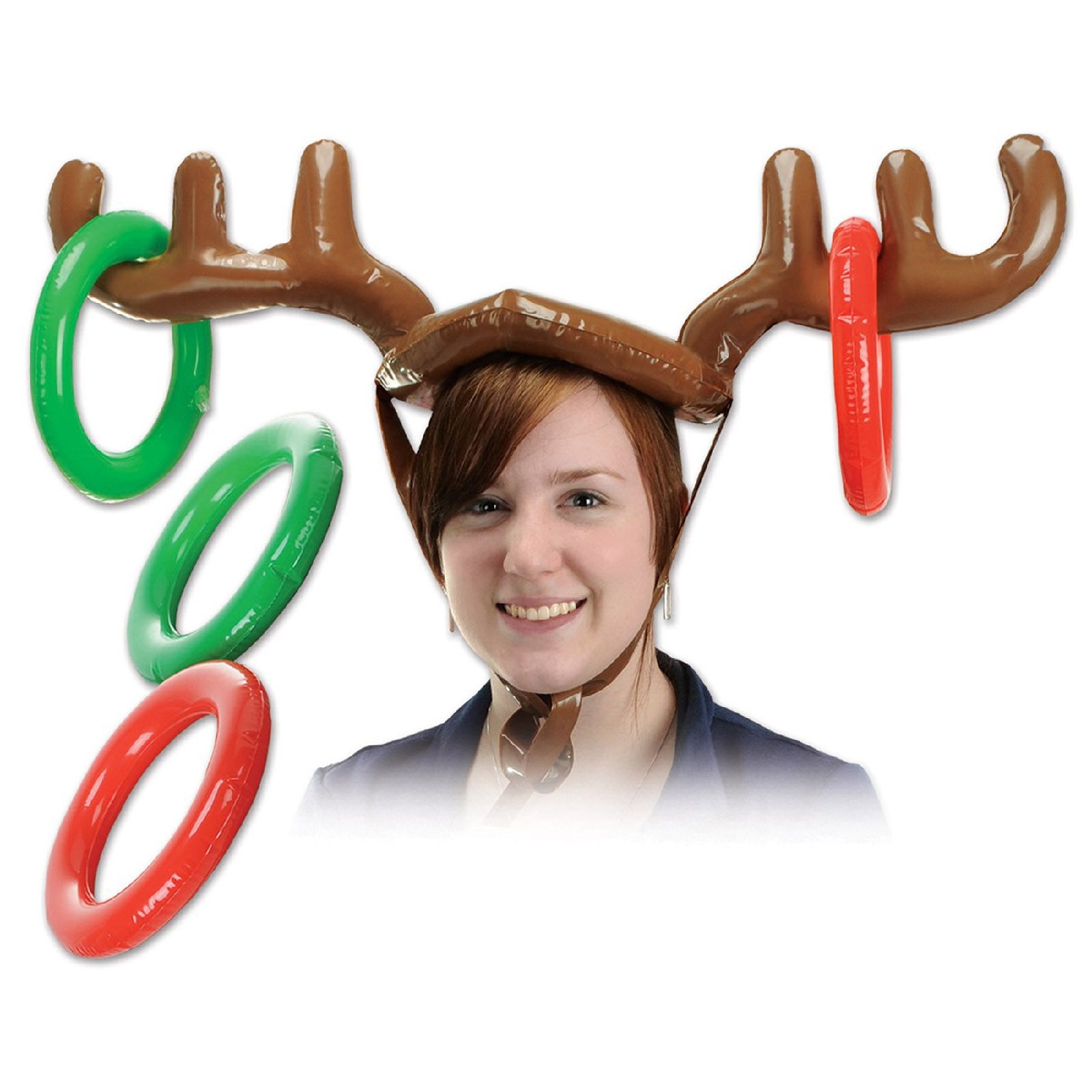 Christmas Reindeer Inflatable Ring Toss Headband Game