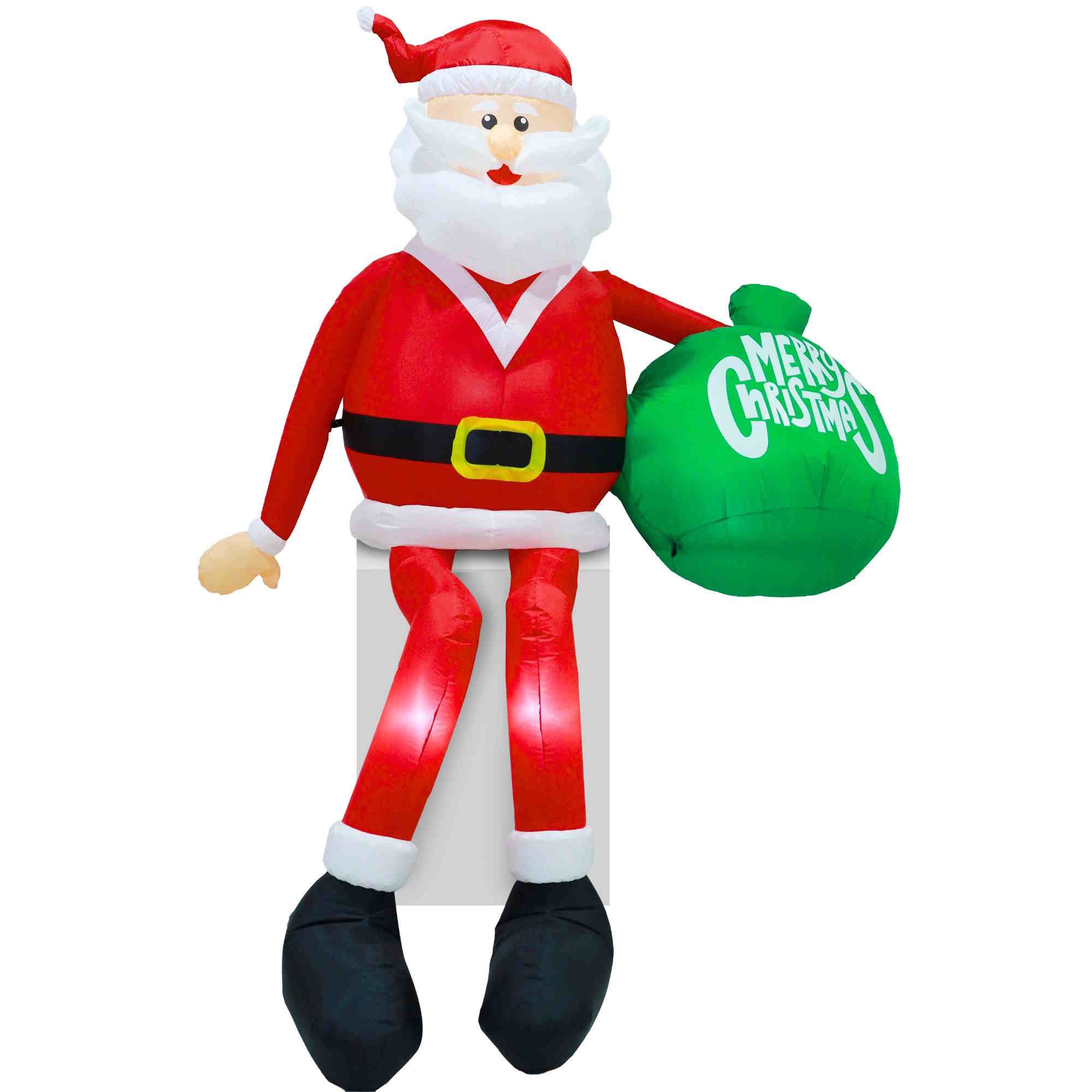 Inflatable Roof Santa with Sack Christmas Decoration 2.2m