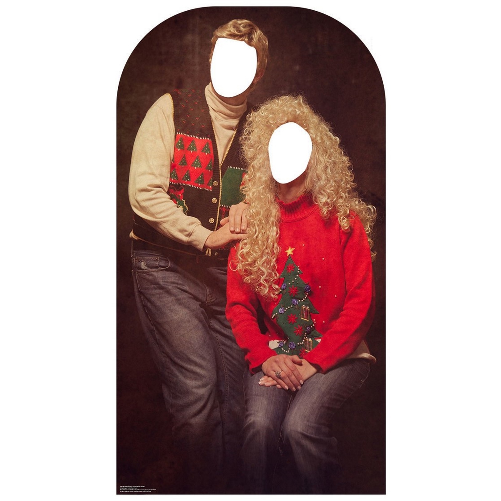 Ugly Christmas Sweater Couple Stand Up Photo Prop