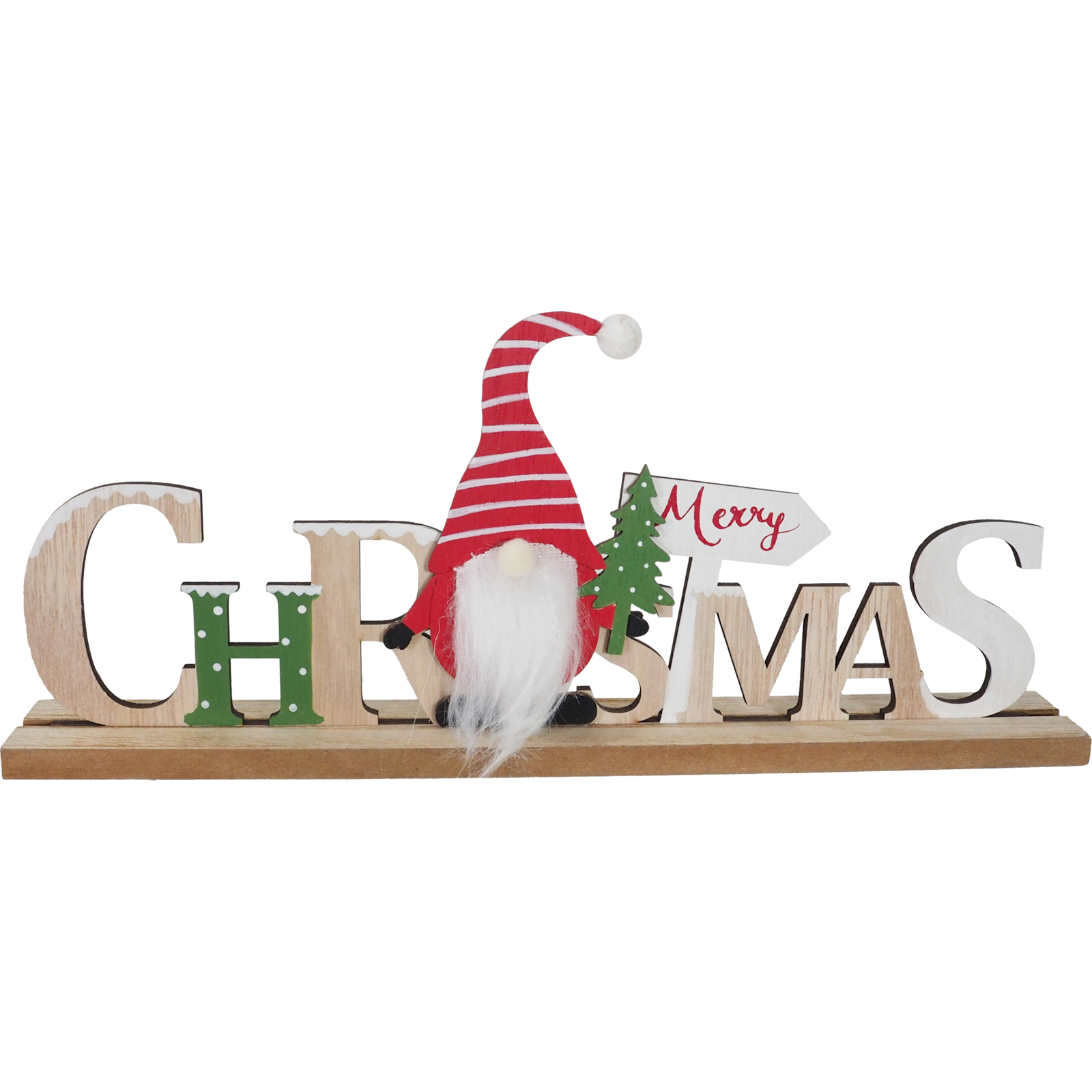 Wooden Merry Christmas Gonk Sign