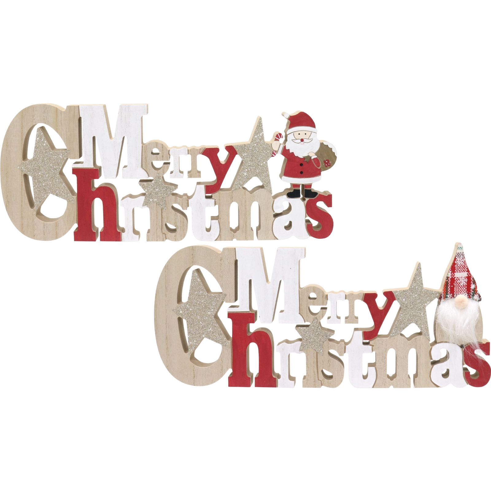 Wooden Merry Christmas Character Sign (1 Only)
