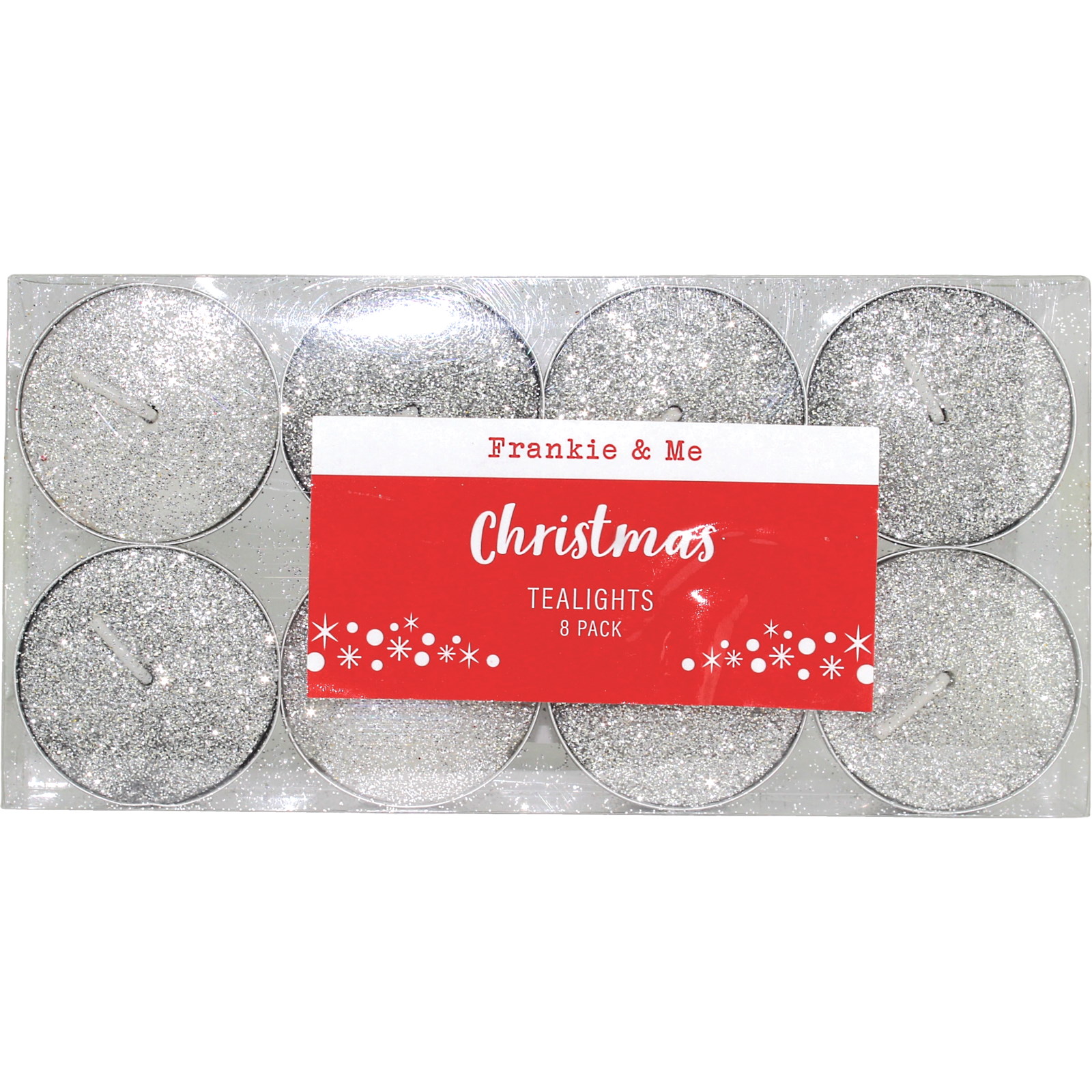 Silver Glitter Tealight Candles (Pack of 8)