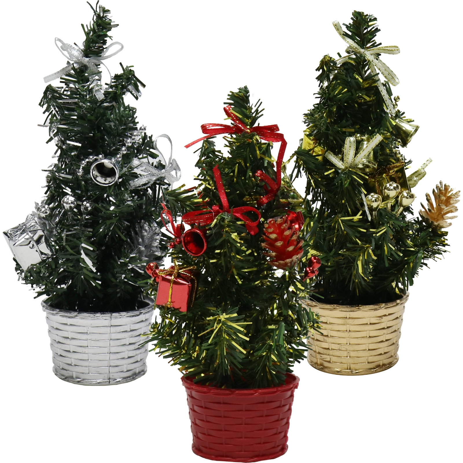 Artificial Mini Decorated Christmas Tree 22cm Assorted