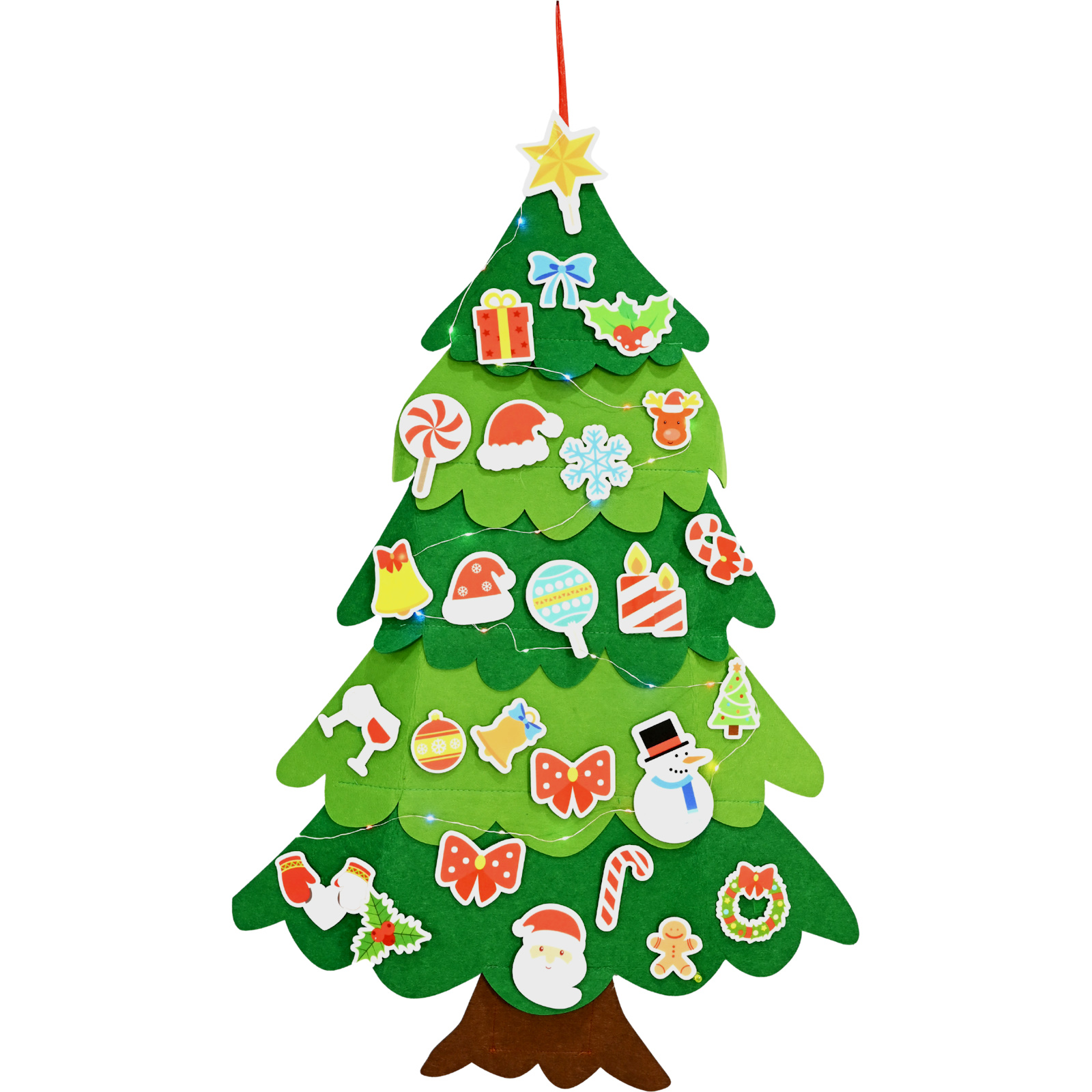 Felt Christmas Tree With LED Lights Wall Decoration 103cm