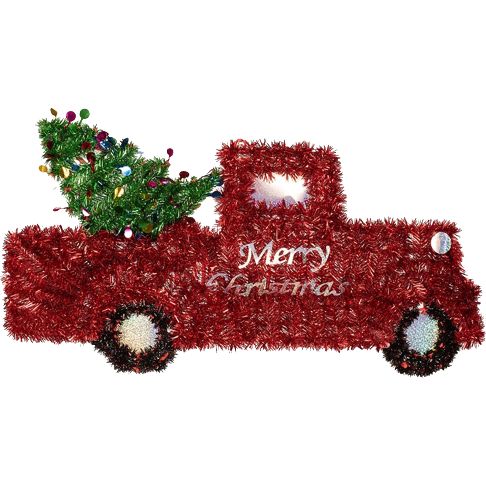 Truck with Christmas Tree Tinsel Wall Decoration