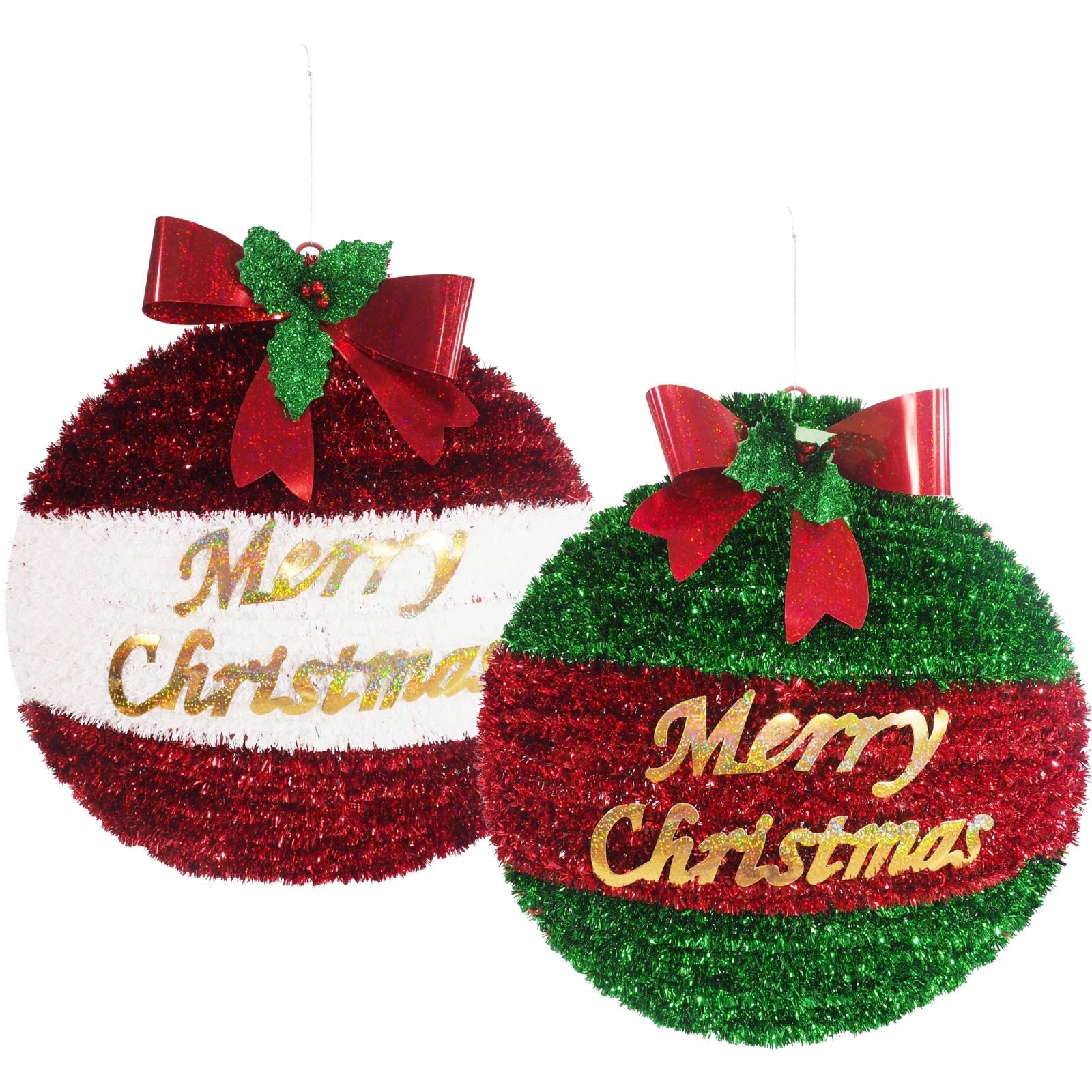 Merry Christmas Bauble Tinsel Wall Decoration (1 Only)