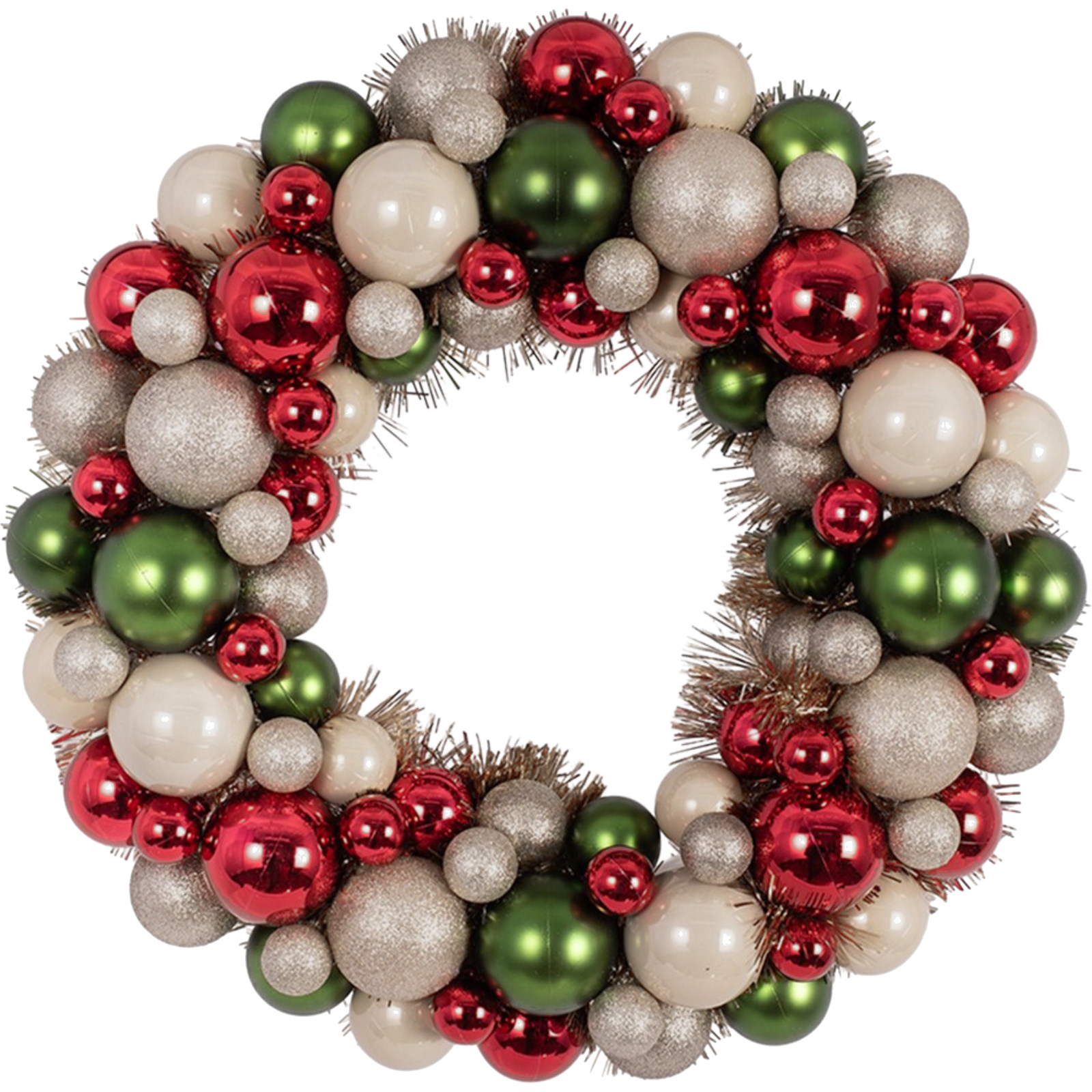 Red And Green Bauble Christmas Wreath