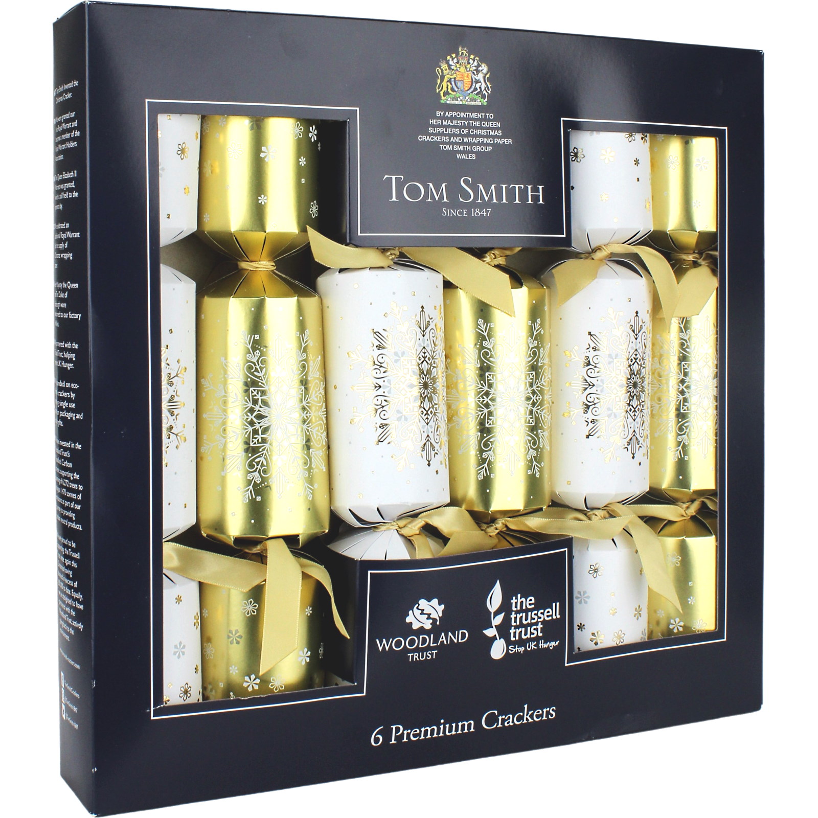Tom Smith Gold Foil Snowflake Premium Bon Bon Crackers (Pack of 6)