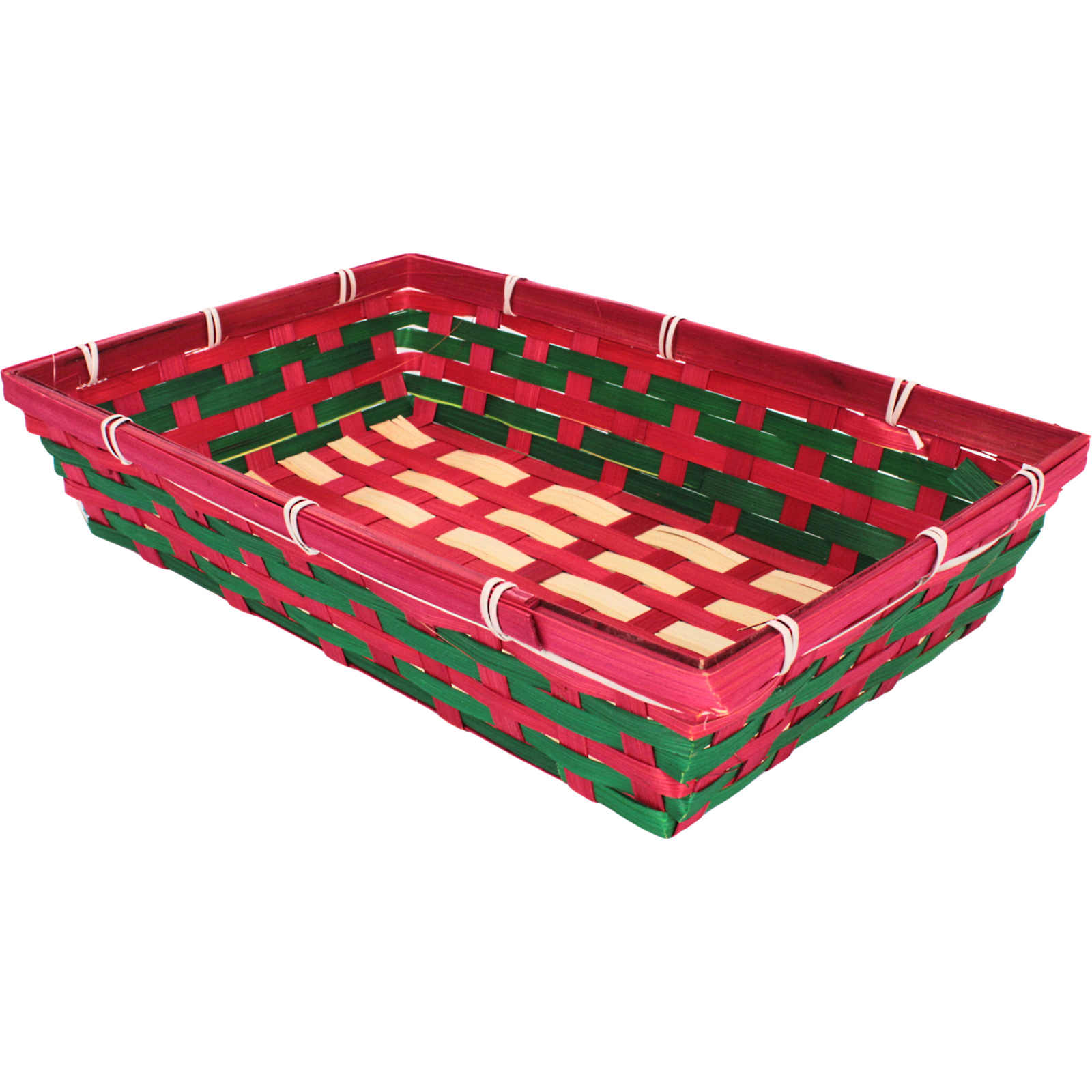 Red and Green Rectangle Woven Gift Basket 38cm