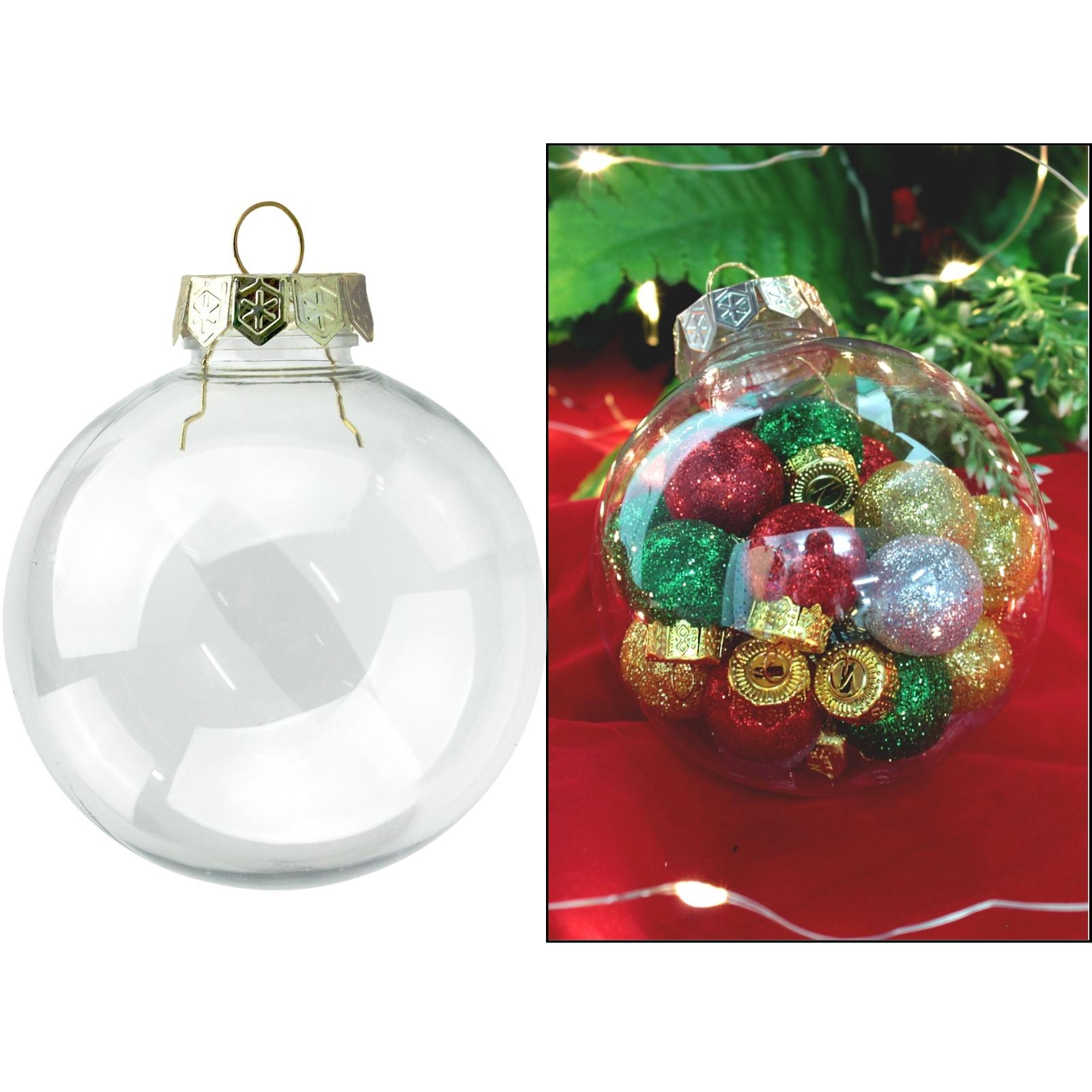 Clear Plastic Fillable Bauble With Gold Cap 8cm