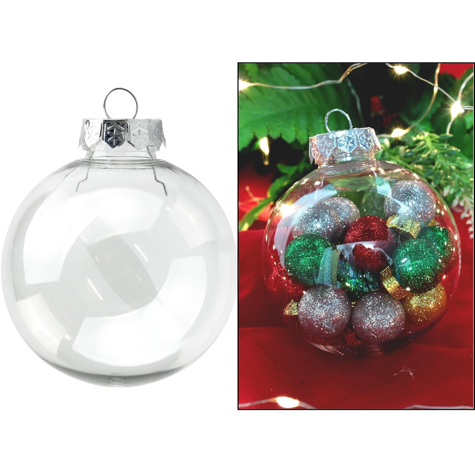Clear Plastic Fillable Bauble With Silver Cap 8cm 