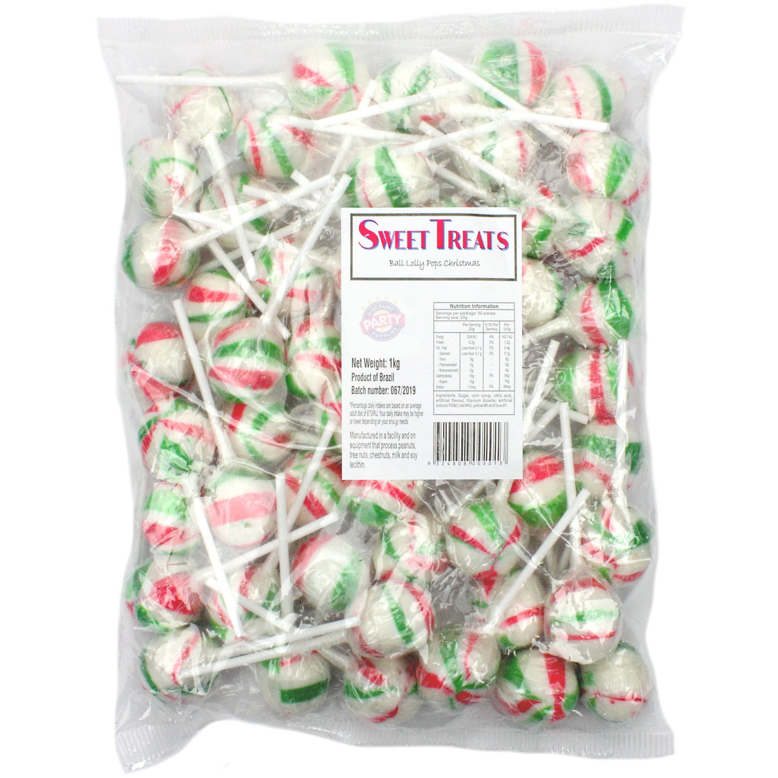 Christmas Swirl Ball Lollipops (1kg)