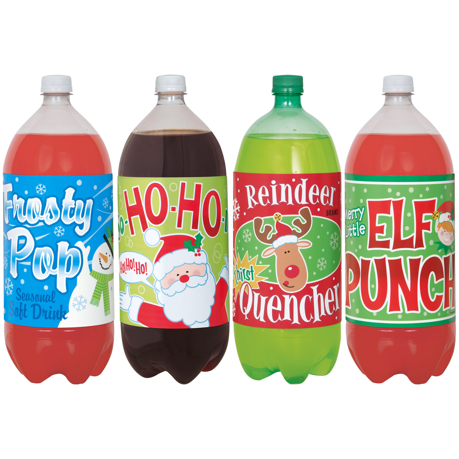 Festive Christmas Soda Bottle Labels (Pack of 4) 