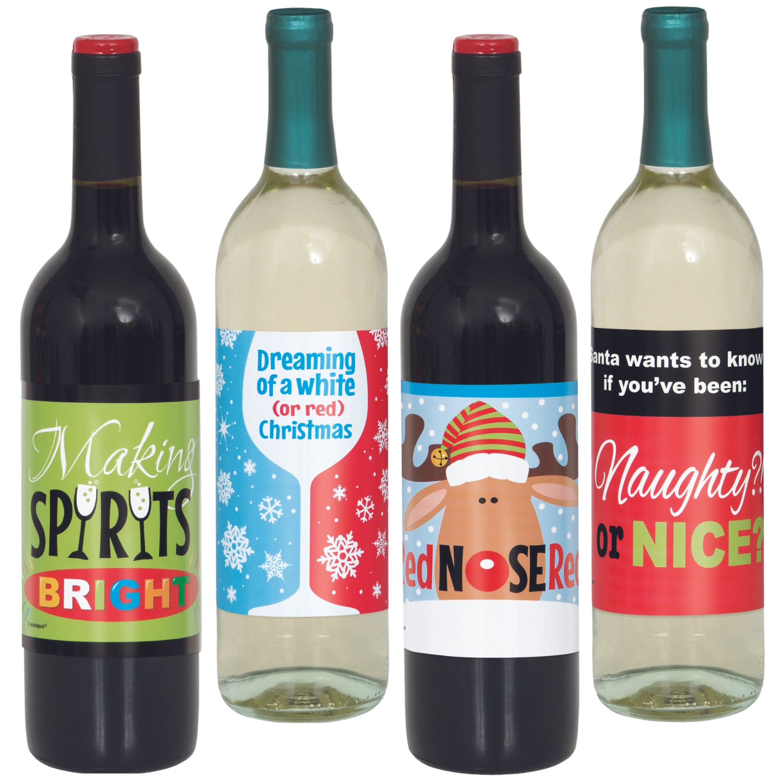Christmas Wine Bottle Labels (Pack of 4)