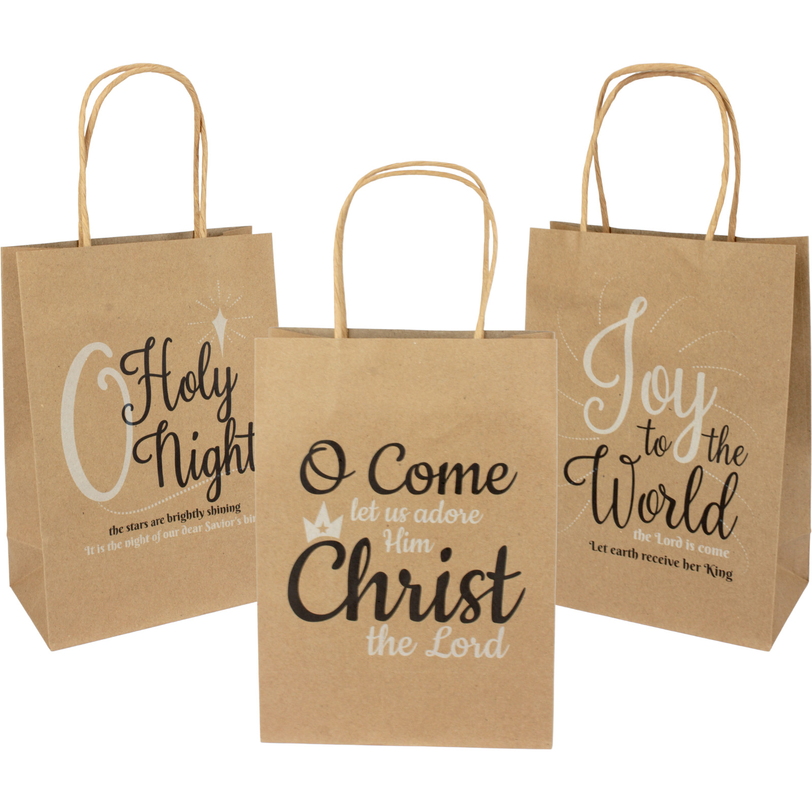 Christmas Hymns Paper Gift Bags 22.5cm (Pack of 12)