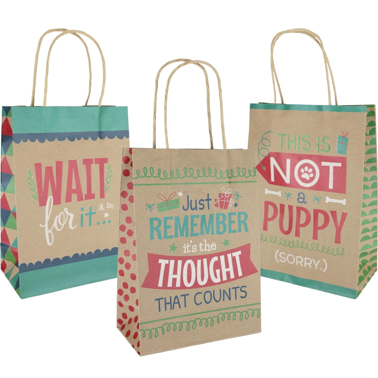 Cheeky Christmas Kraft Paper Gift Bags 22cm (Pack of 12) 