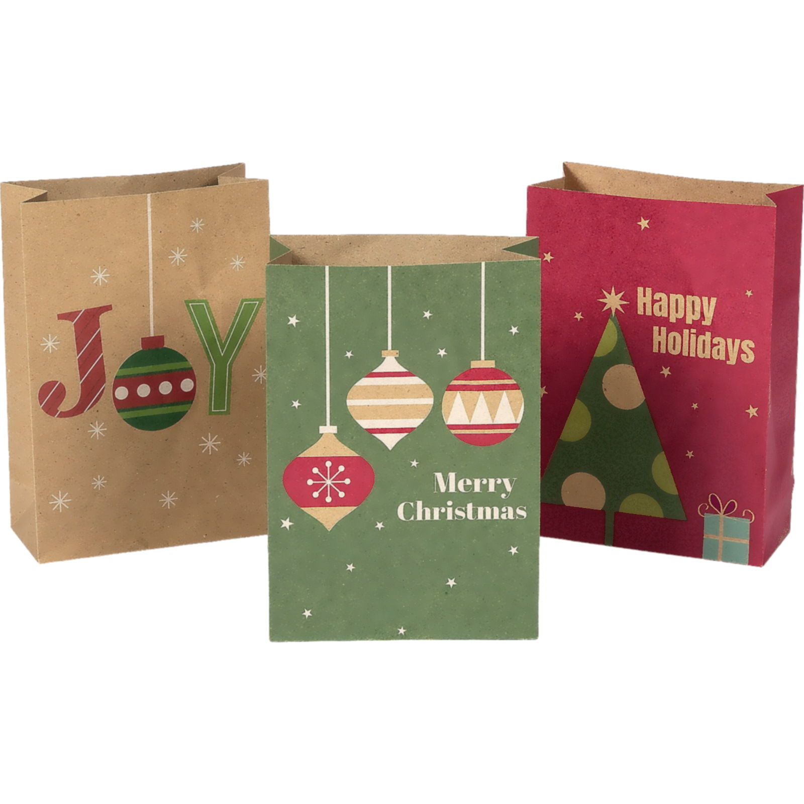 Vintage Christmas Paper Gift Bags 16.5cm (Pack of 24) 