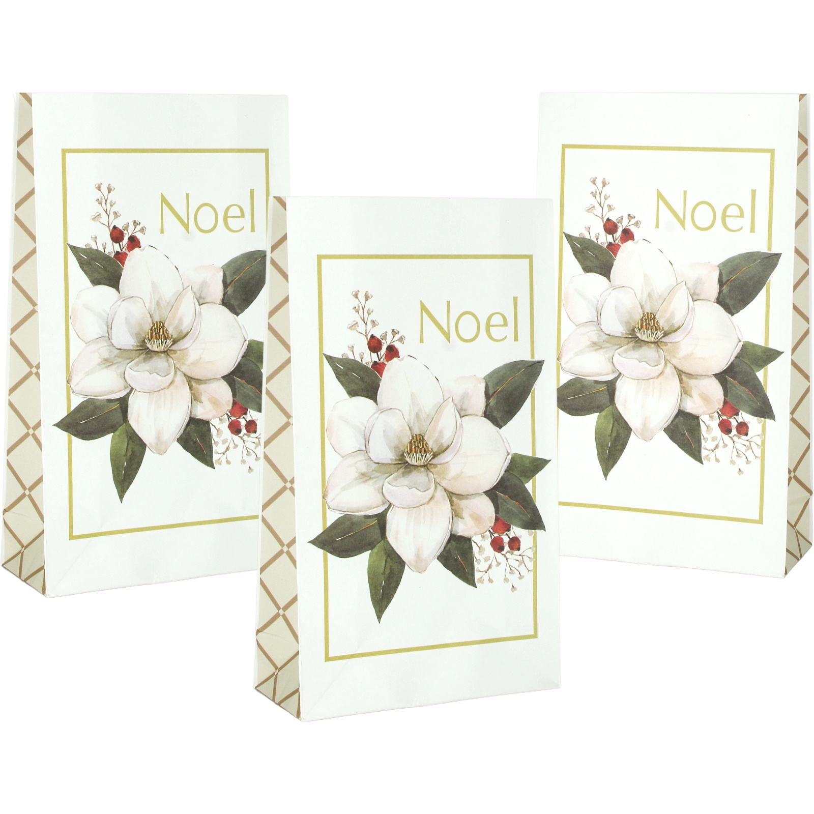 Christmas Magnolia Mini Paper Lolly / Treat Bags (Pack of 6)
