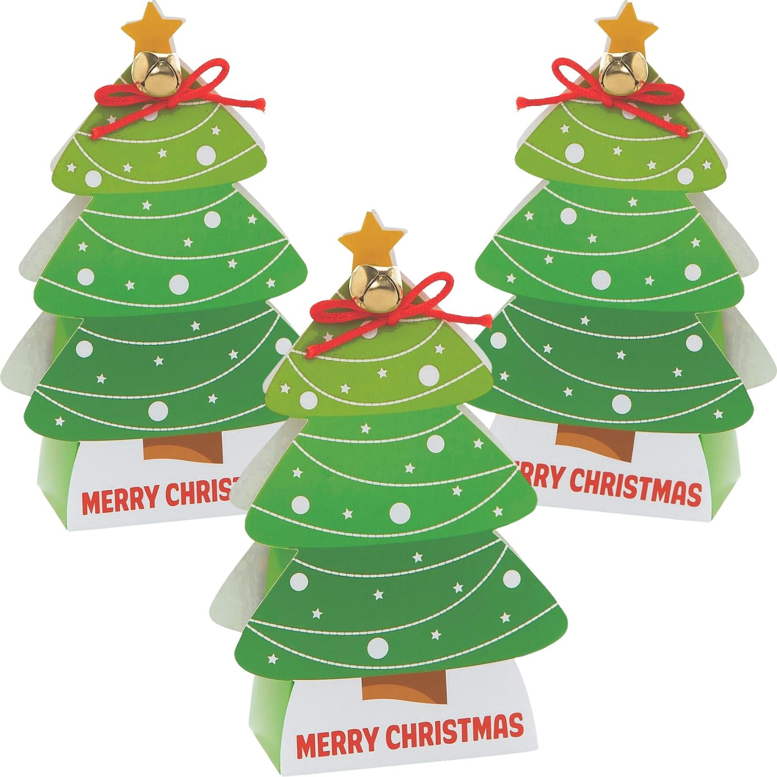 Christmas Tree Treat Boxes With Bells (Pack of 12)
