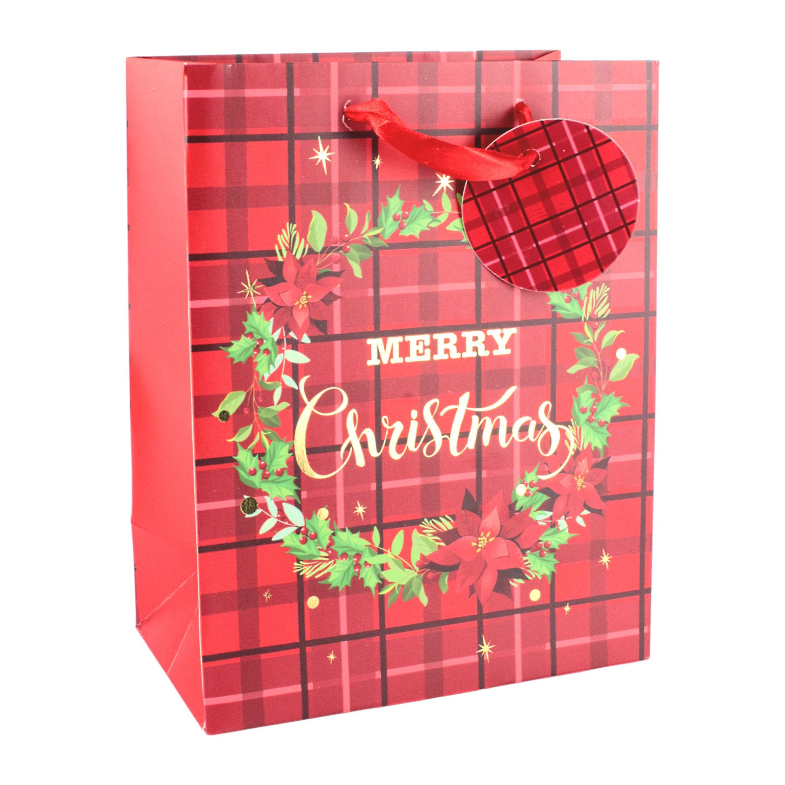 Tartan And Berries Christmas Paper Gift Bag 23cm