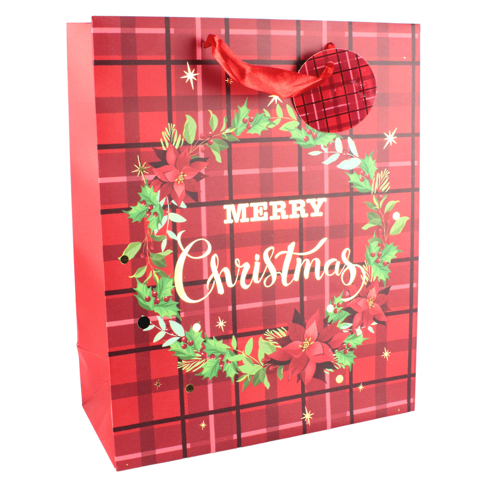 Tartan And Berries Christmas Paper Gift Bag 32cm