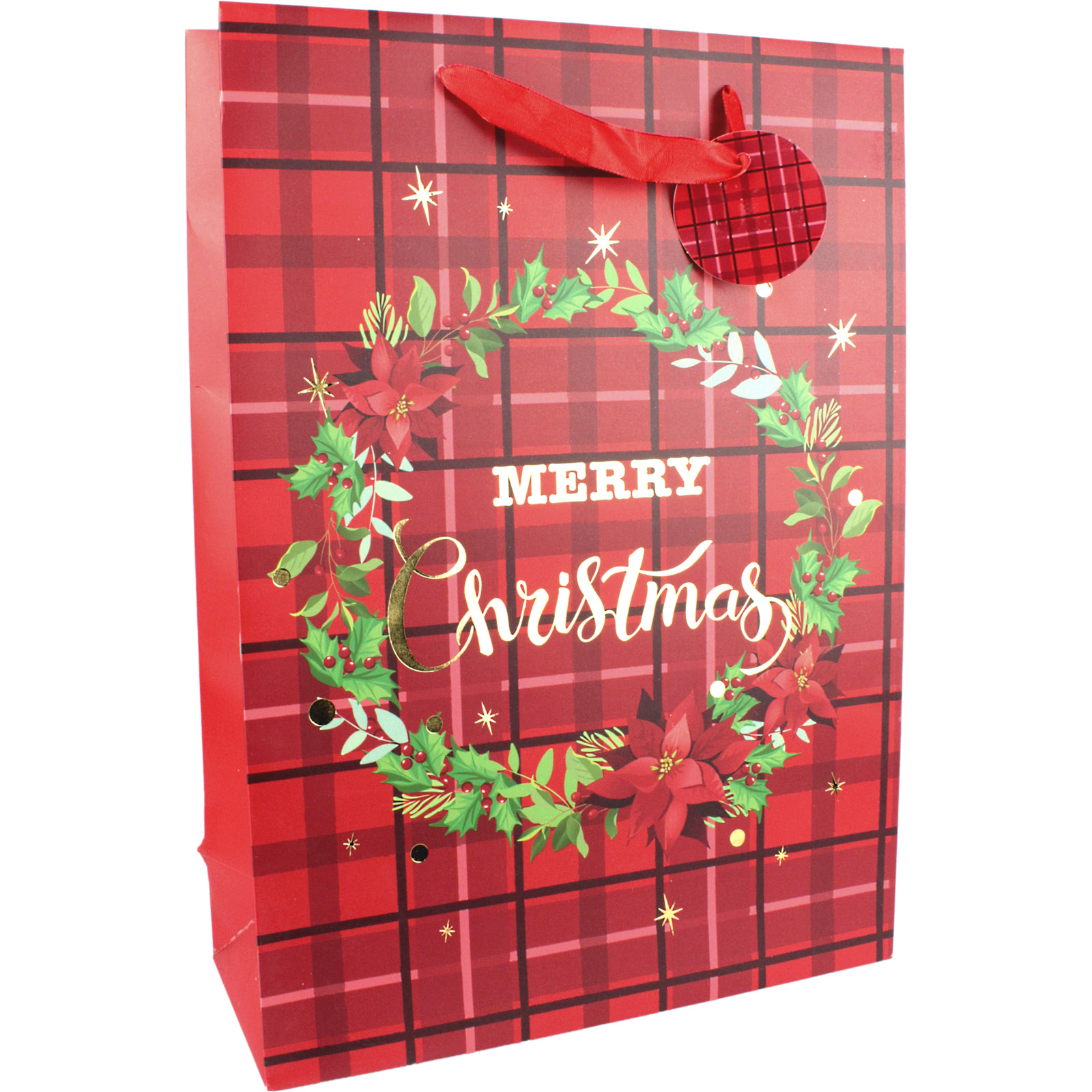 Tartan And Berries Christmas Paper Gift Bag 42cm