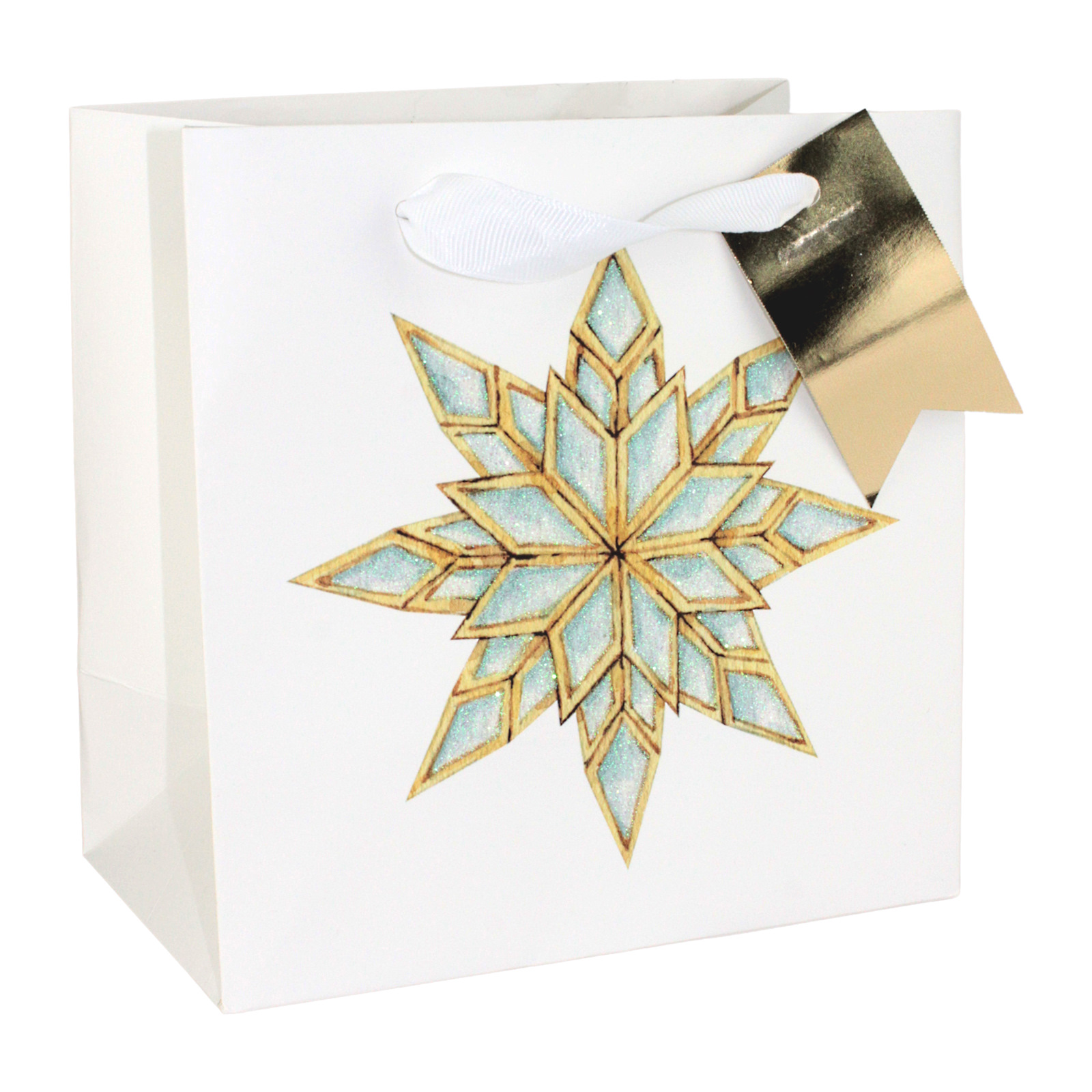 Snowflake Square Christmas Paper Gift Bag 17.5cm 