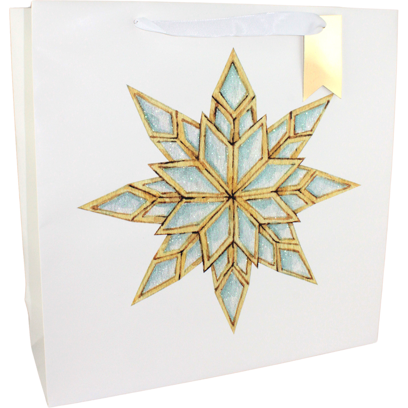 Snowflake Square Christmas Paper Gift Bag 35cm 