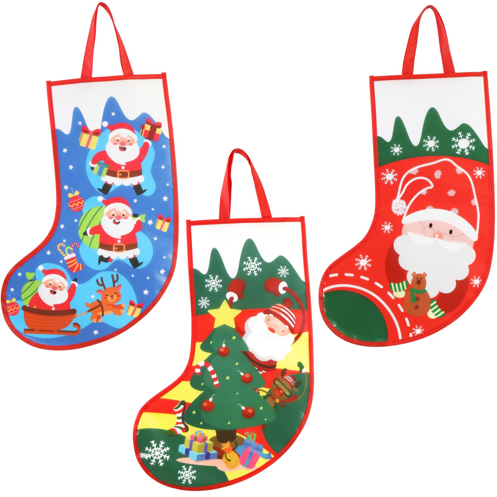 Assorted Jumbo Colourful Print Christmas Stockings 