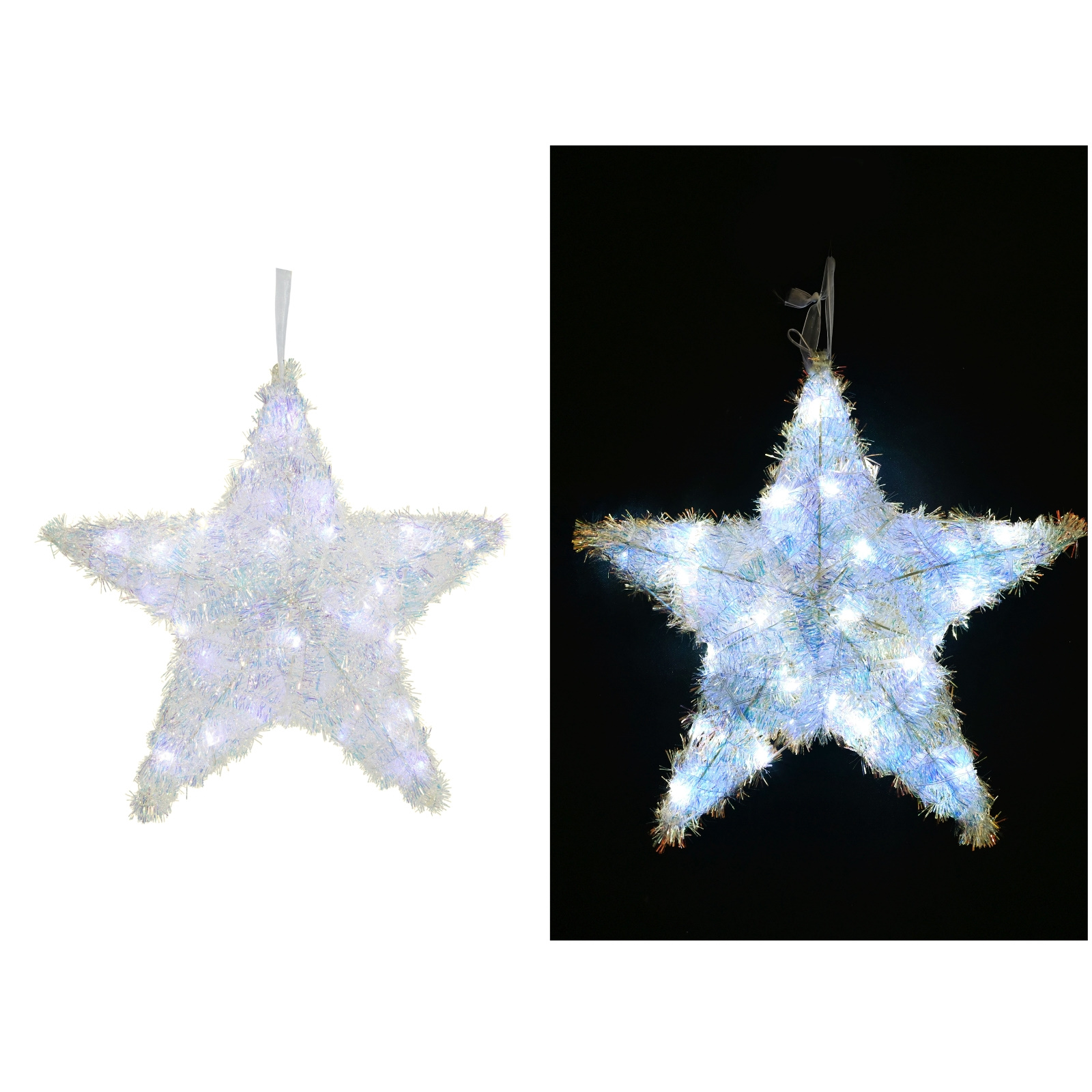 LED Iridescent Star Tinsel Wall Decoration 40cm 