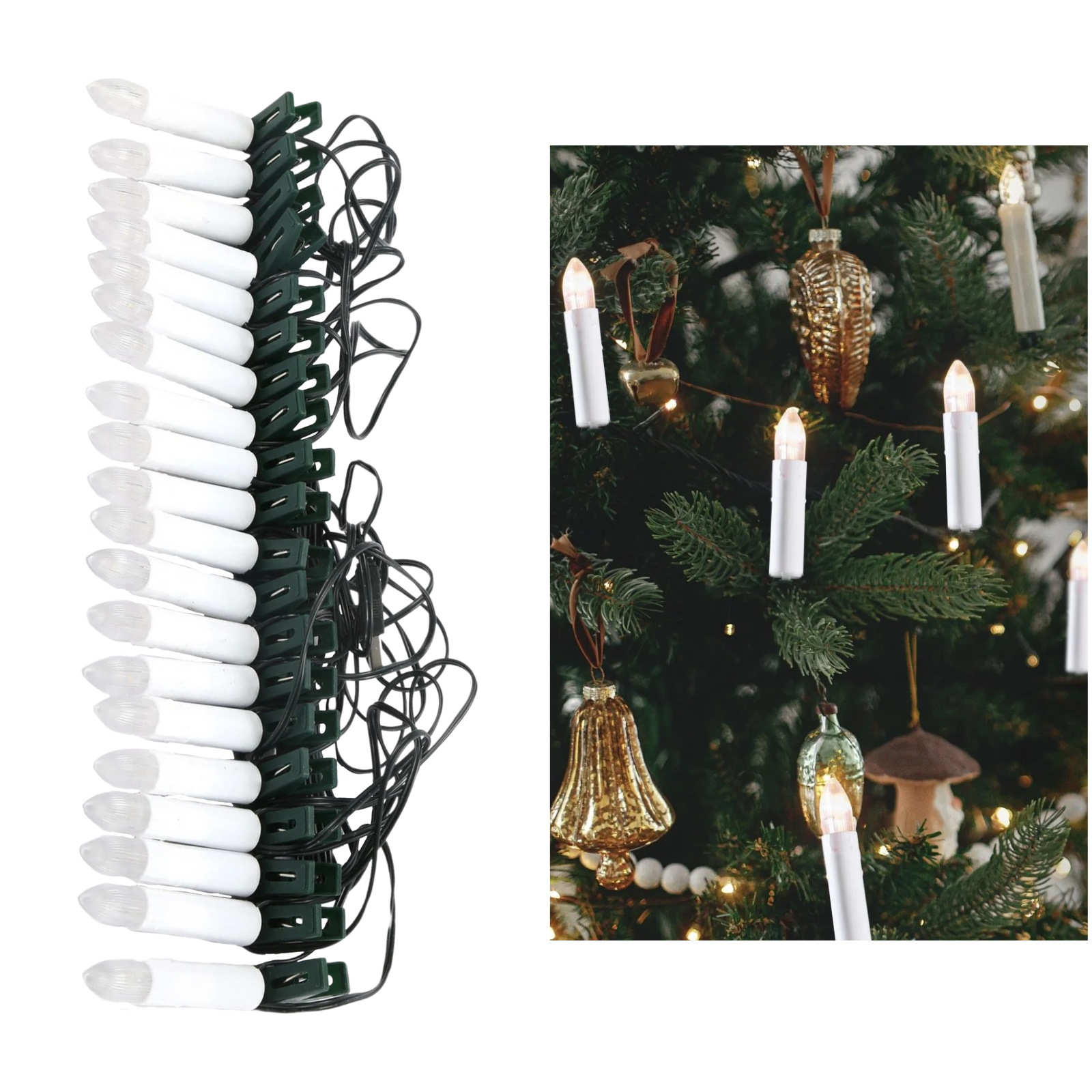 Warm White Clip On LED Candle Lights (Set of 20)