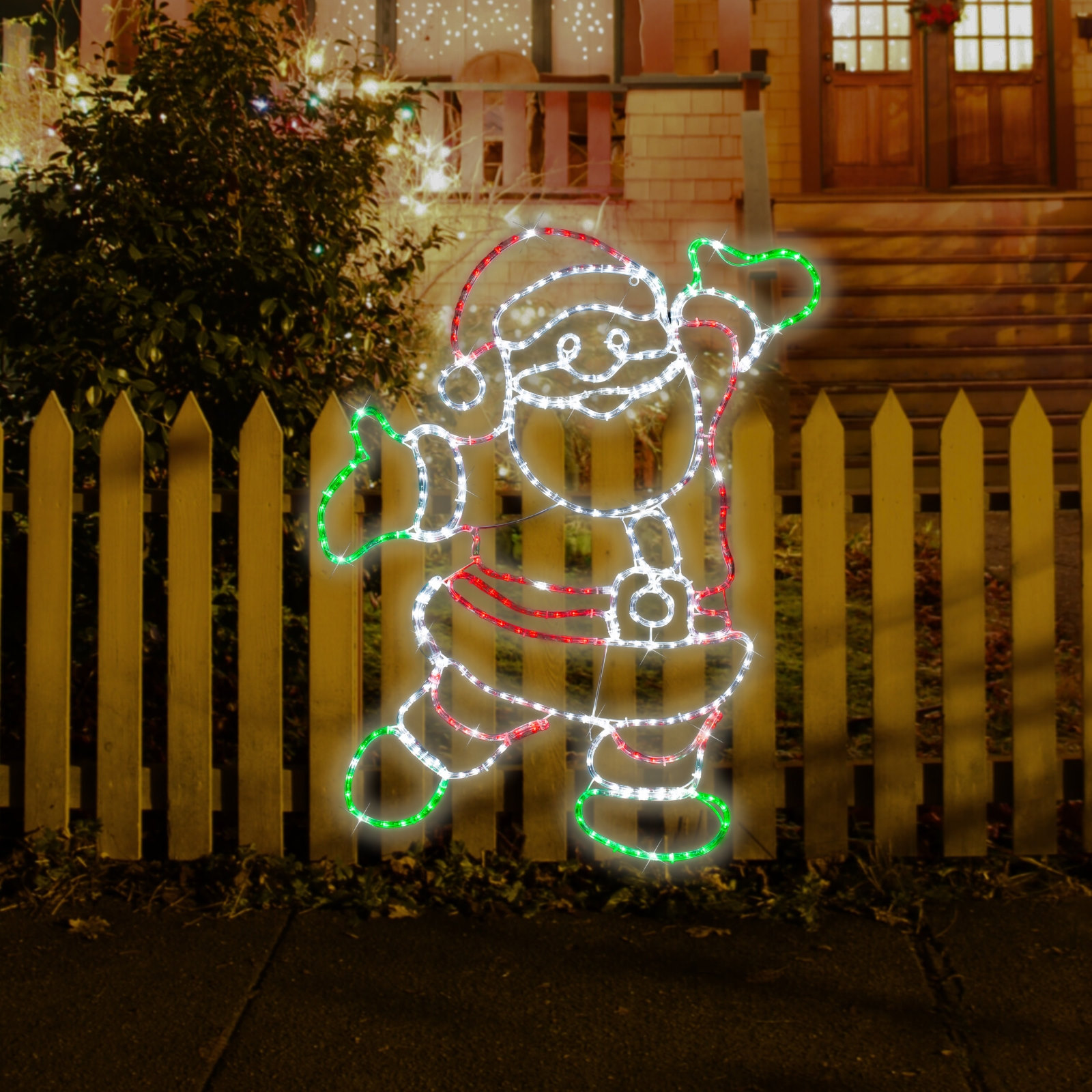 Happy Santa Twinkling LED Ropelight Decoration 101cm