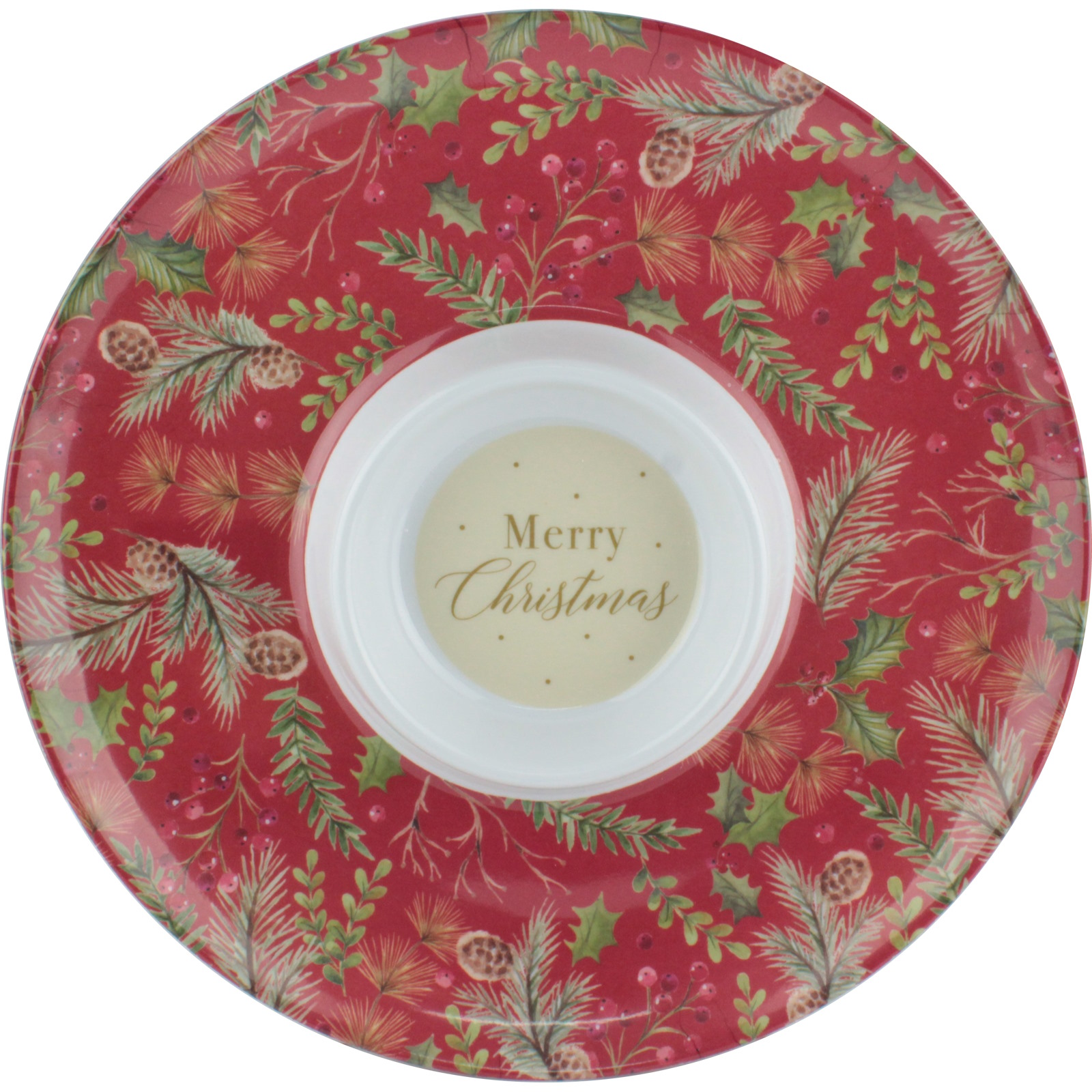 Festive Holly Berries Chip & Dip Melamine Platter 