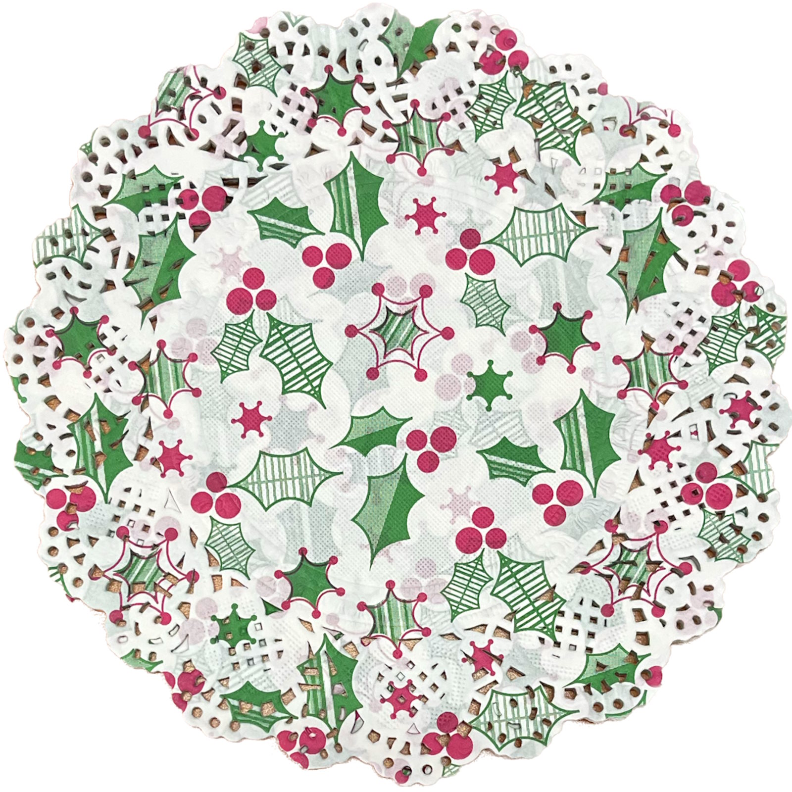 Christmas Holly Paper Doilies 21cm (Pack of 15) 