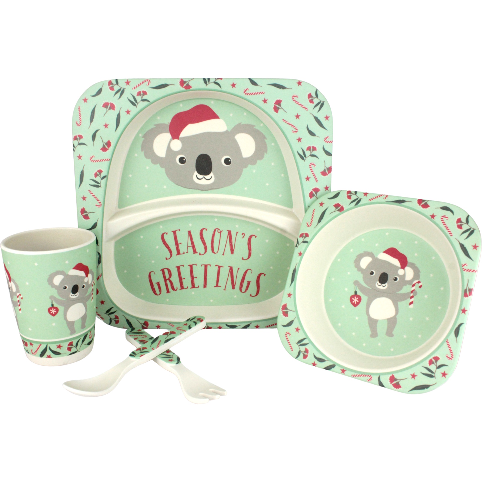 Frankie & Me Festive Koala Bamboo Fibre Kids Tableware Set (5 Pieces)