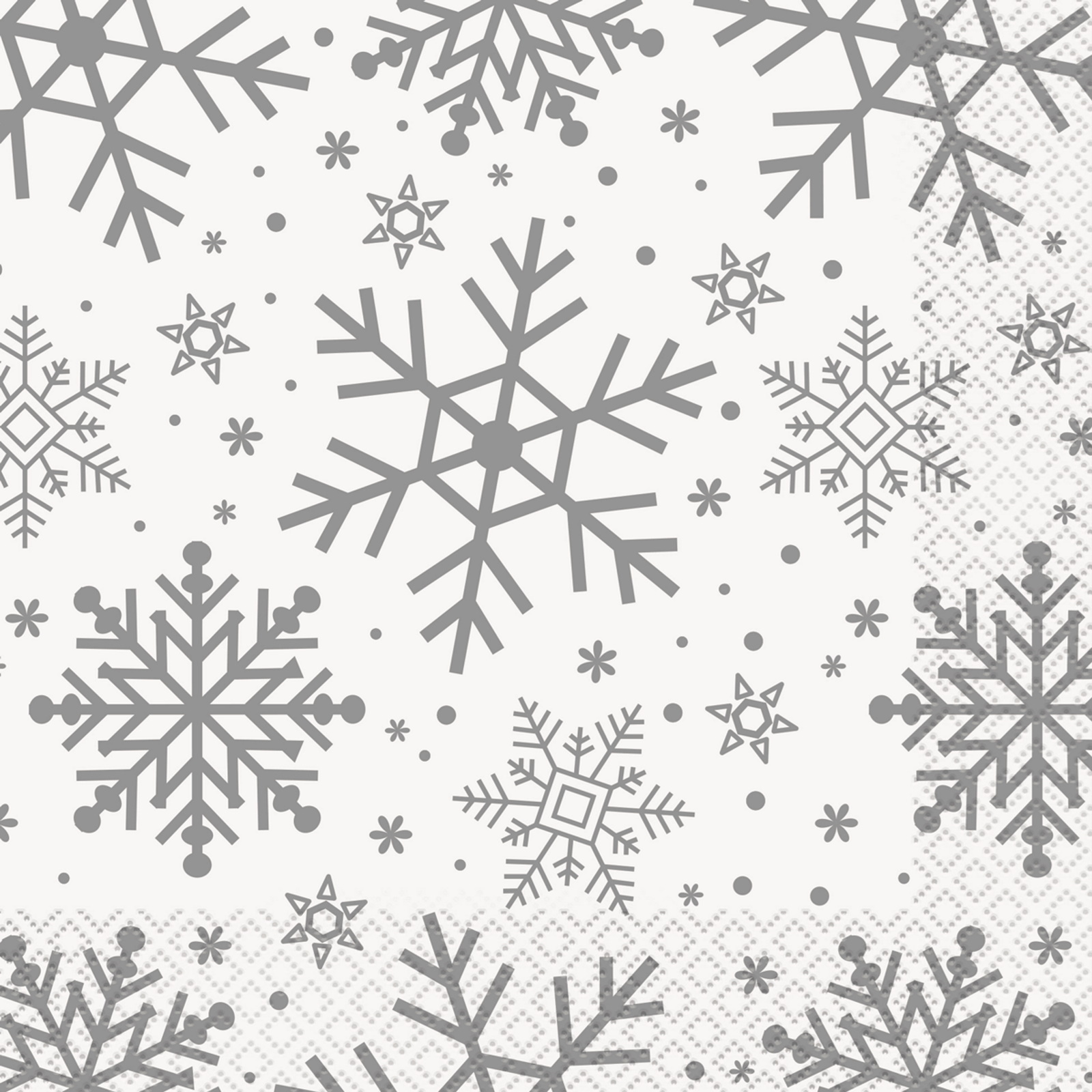 Silver Snowflakes Large Paper Napkins / Serviettes (Pack of 16)