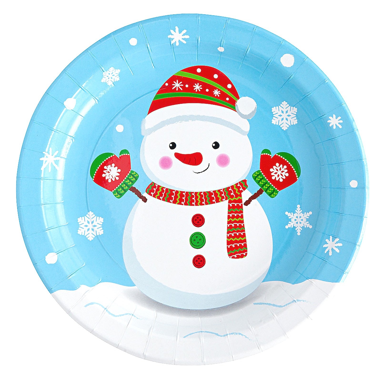 Christmas Snowman Large Paper Plates (Pack of 8)