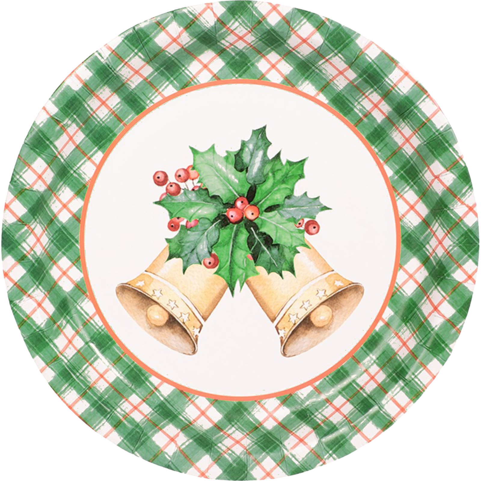 Jingle Bells Large Paper Plates (Pack of 12)