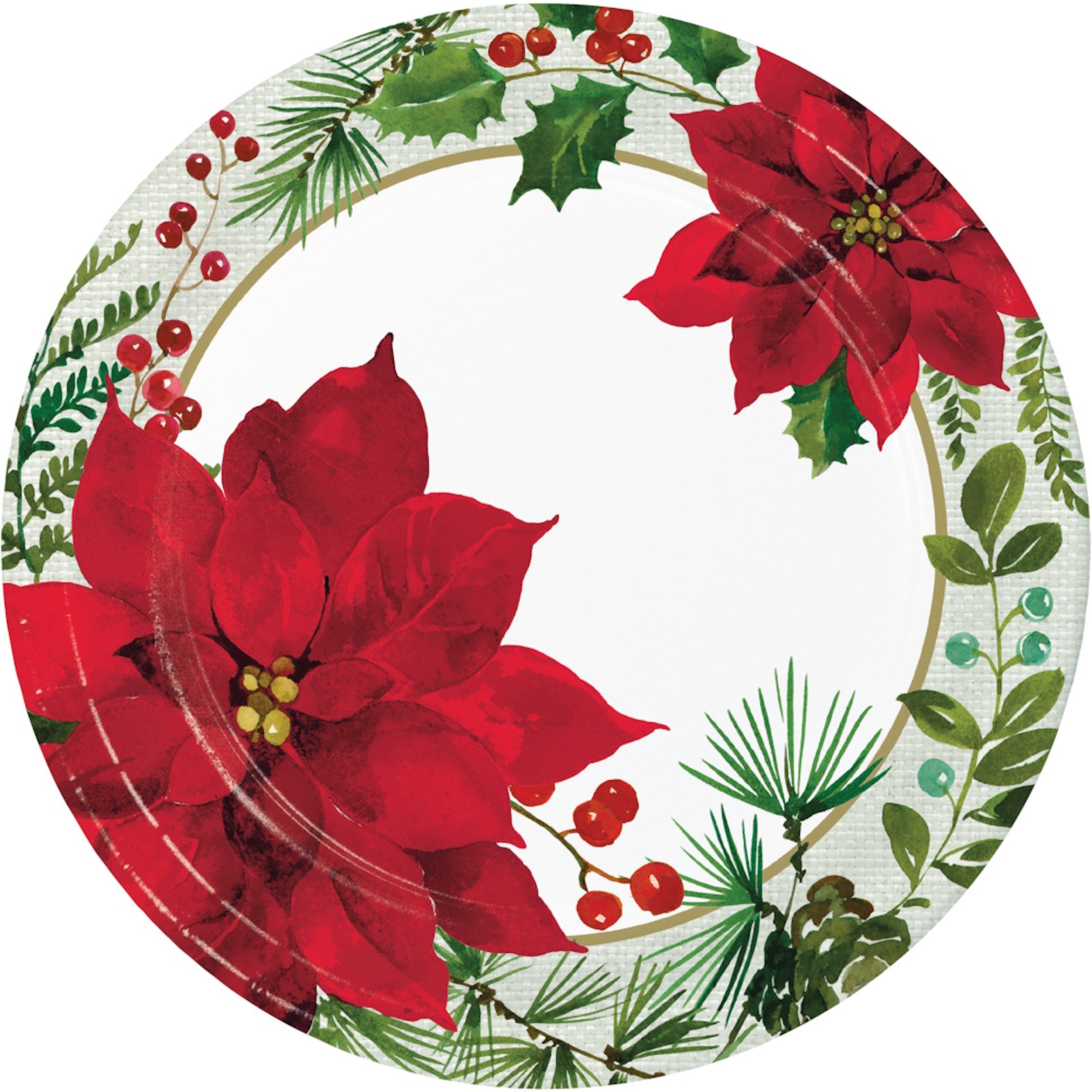 Posh Poinsettia Large Paper Plates (Pack of 8)