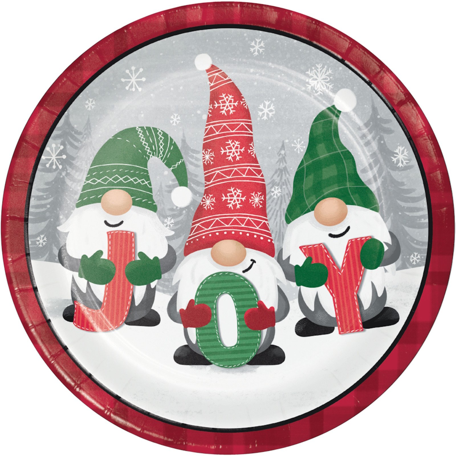 Holiday Gnomes Large Paper Plates (Pack of 8)